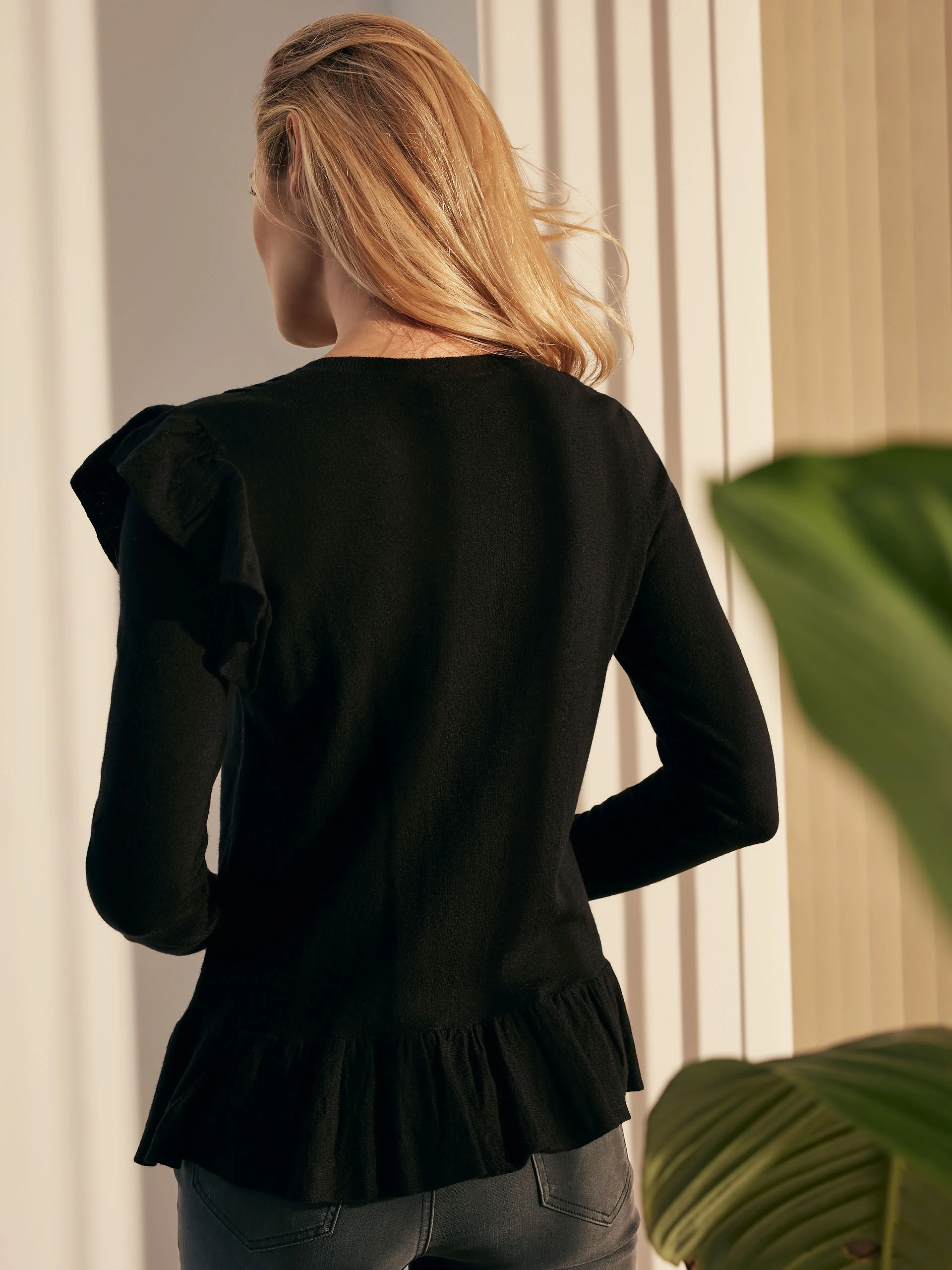 SWEATER WITH RUFFLE ON SHOULDER