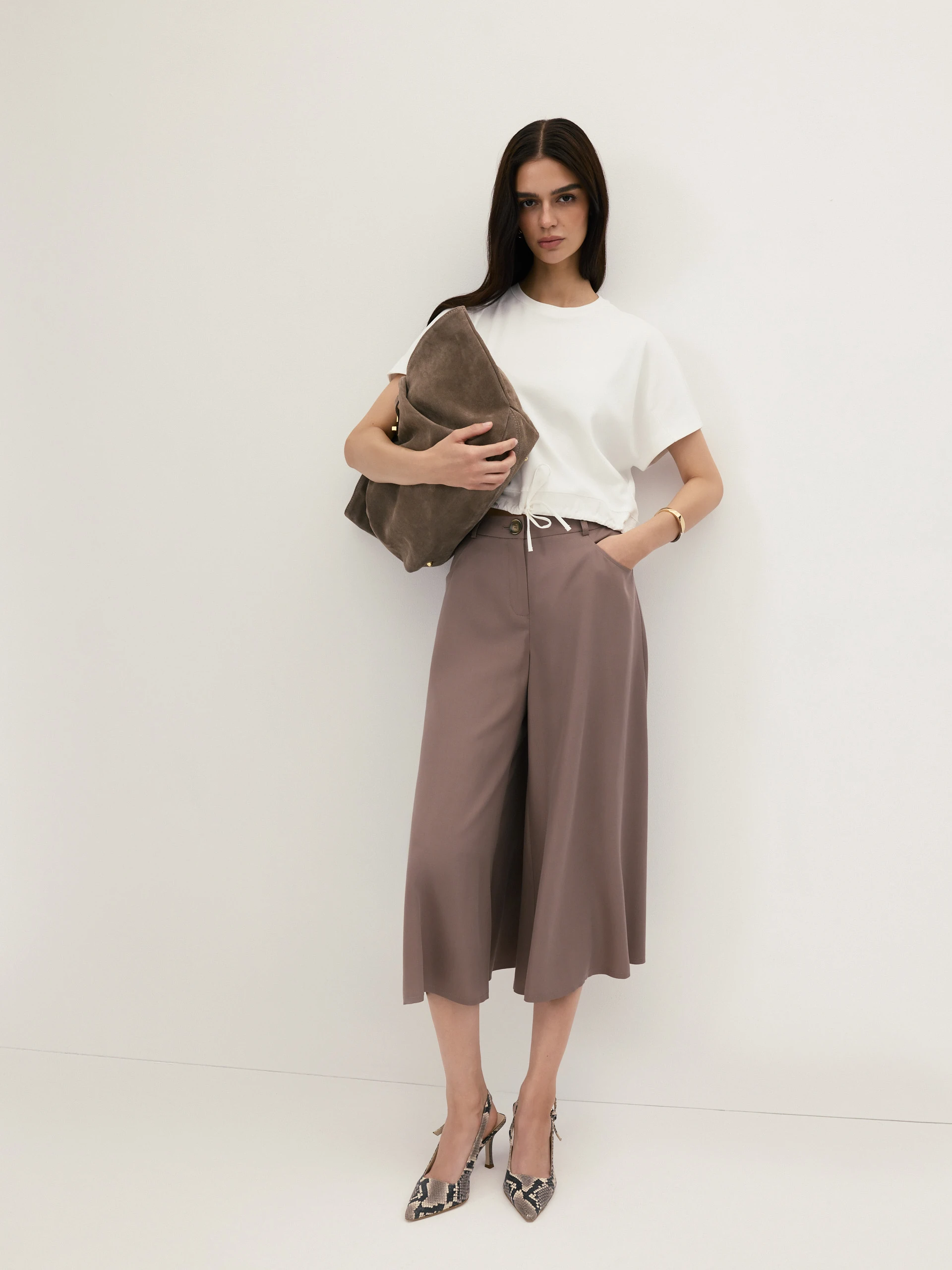 Light brown lyocell culottes