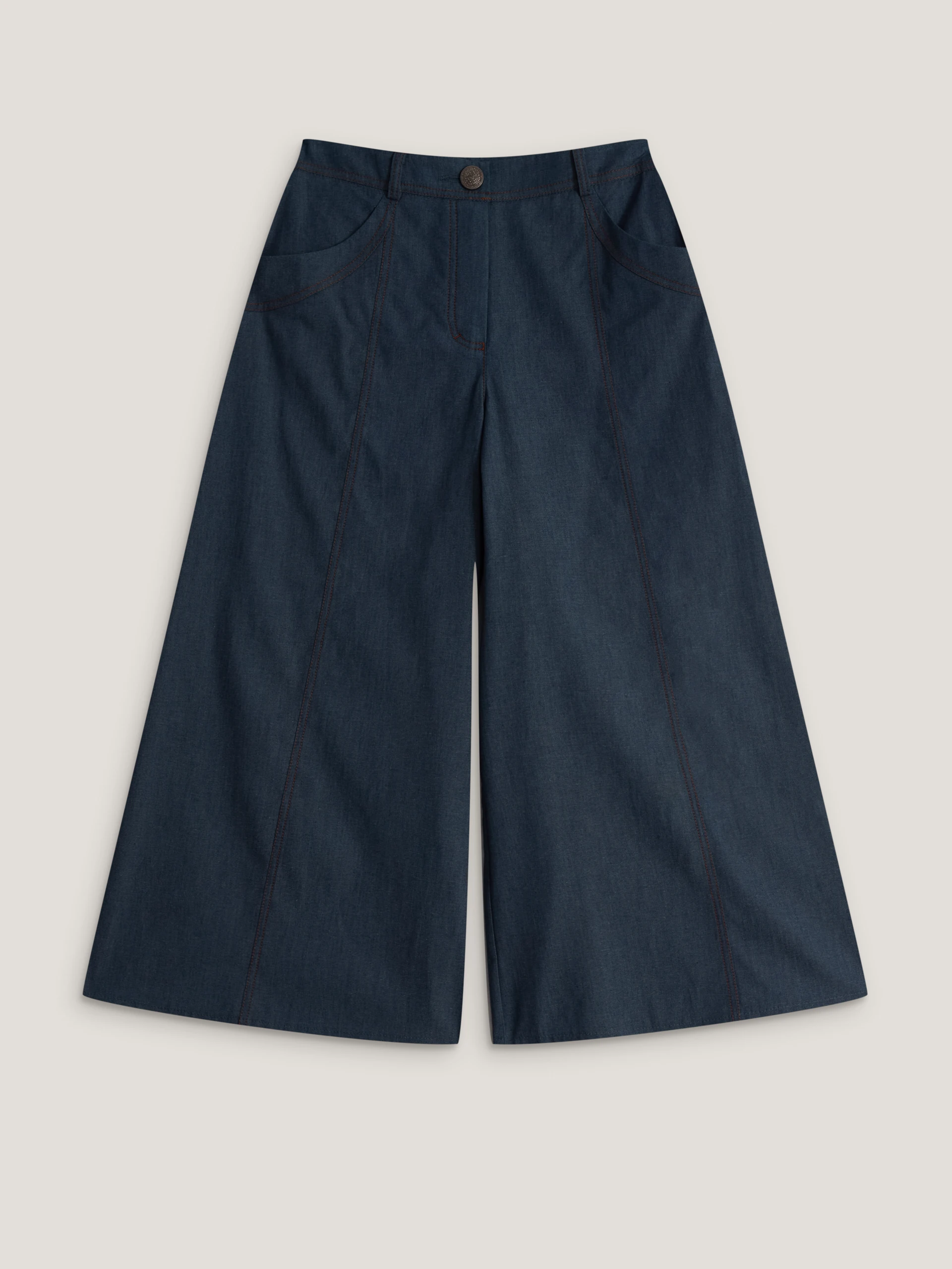 Navy blue cotton denim trousers