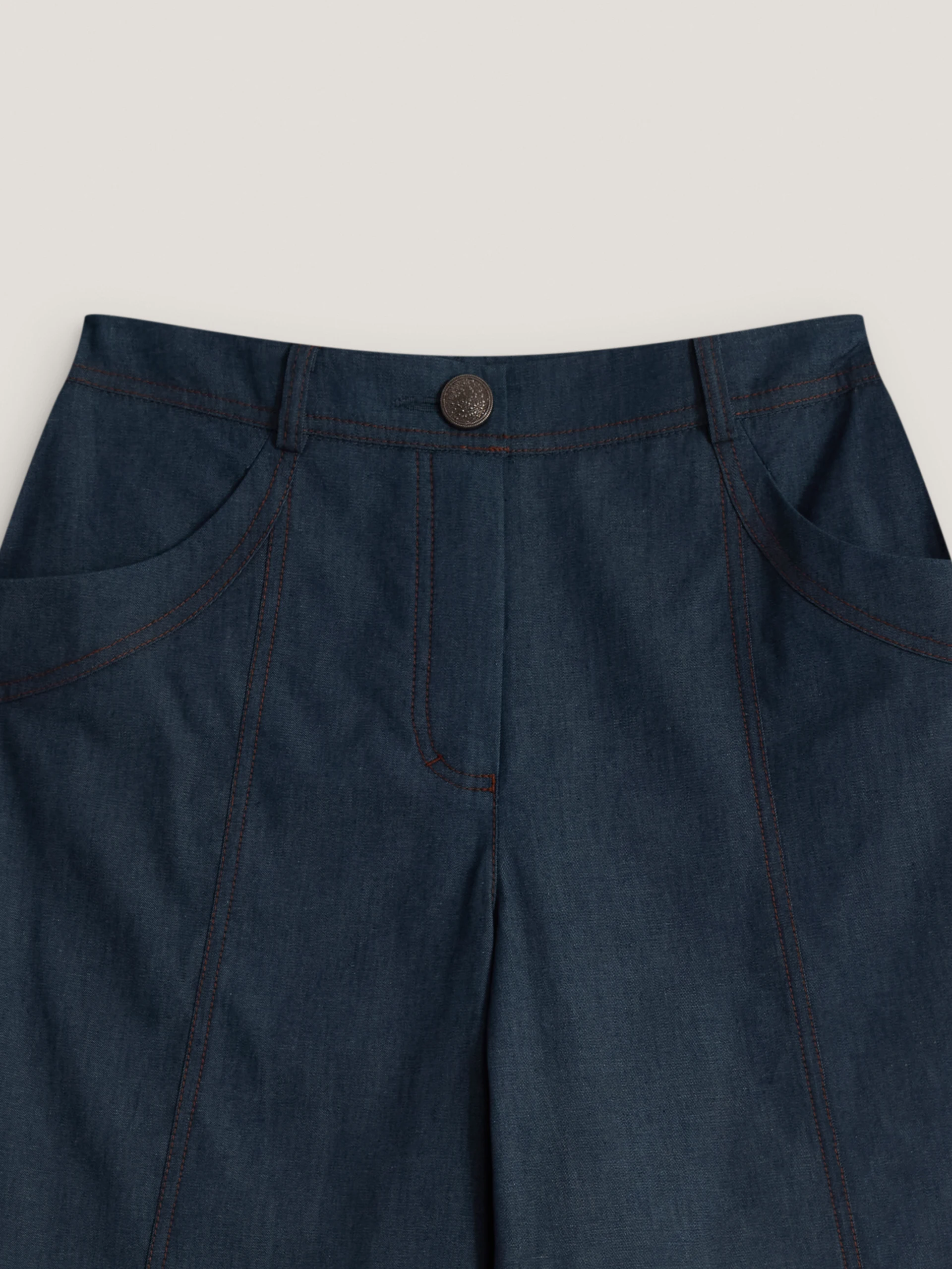 Navy blue cotton denim trousers