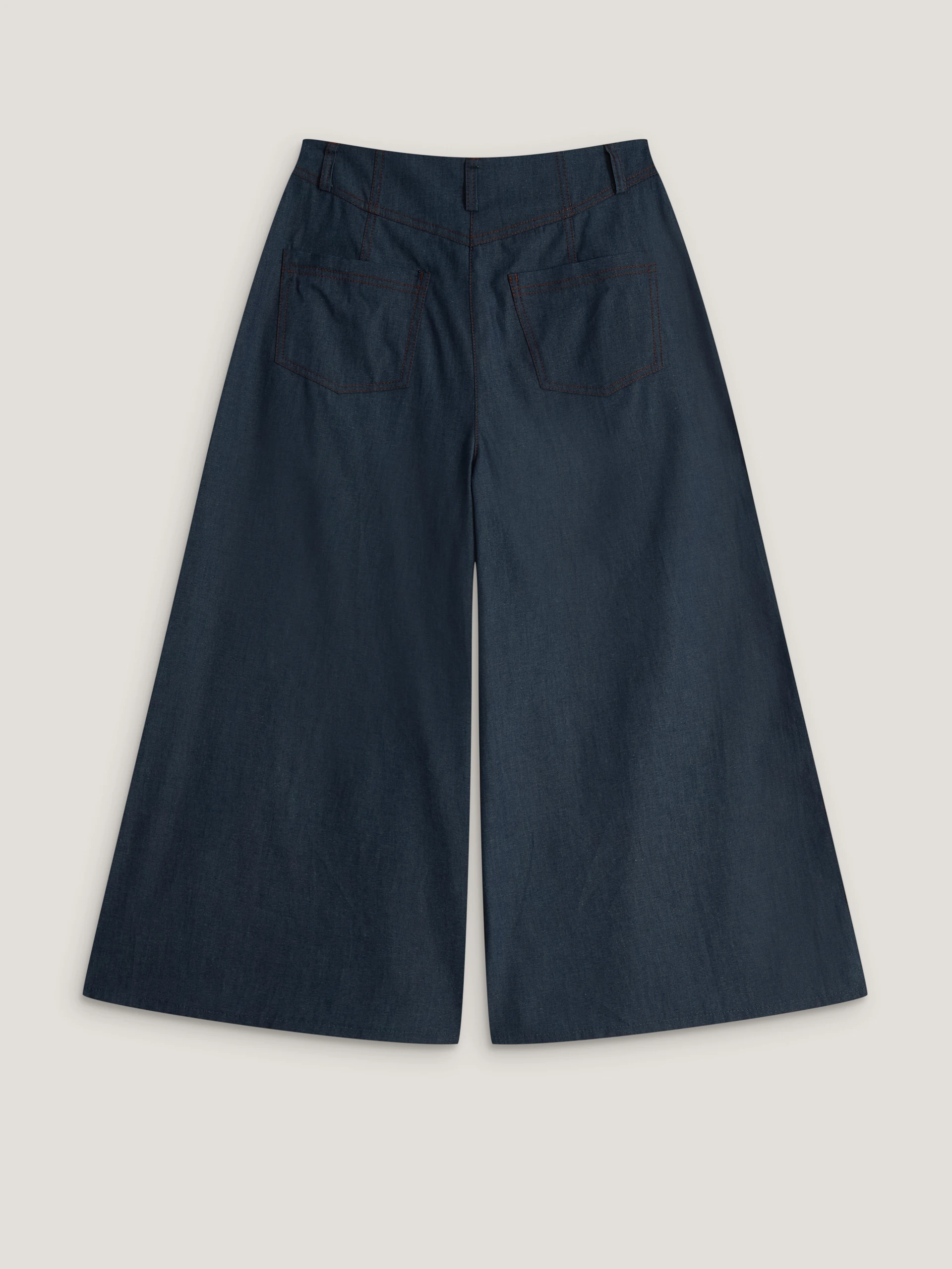 Navy blue cotton denim trousers