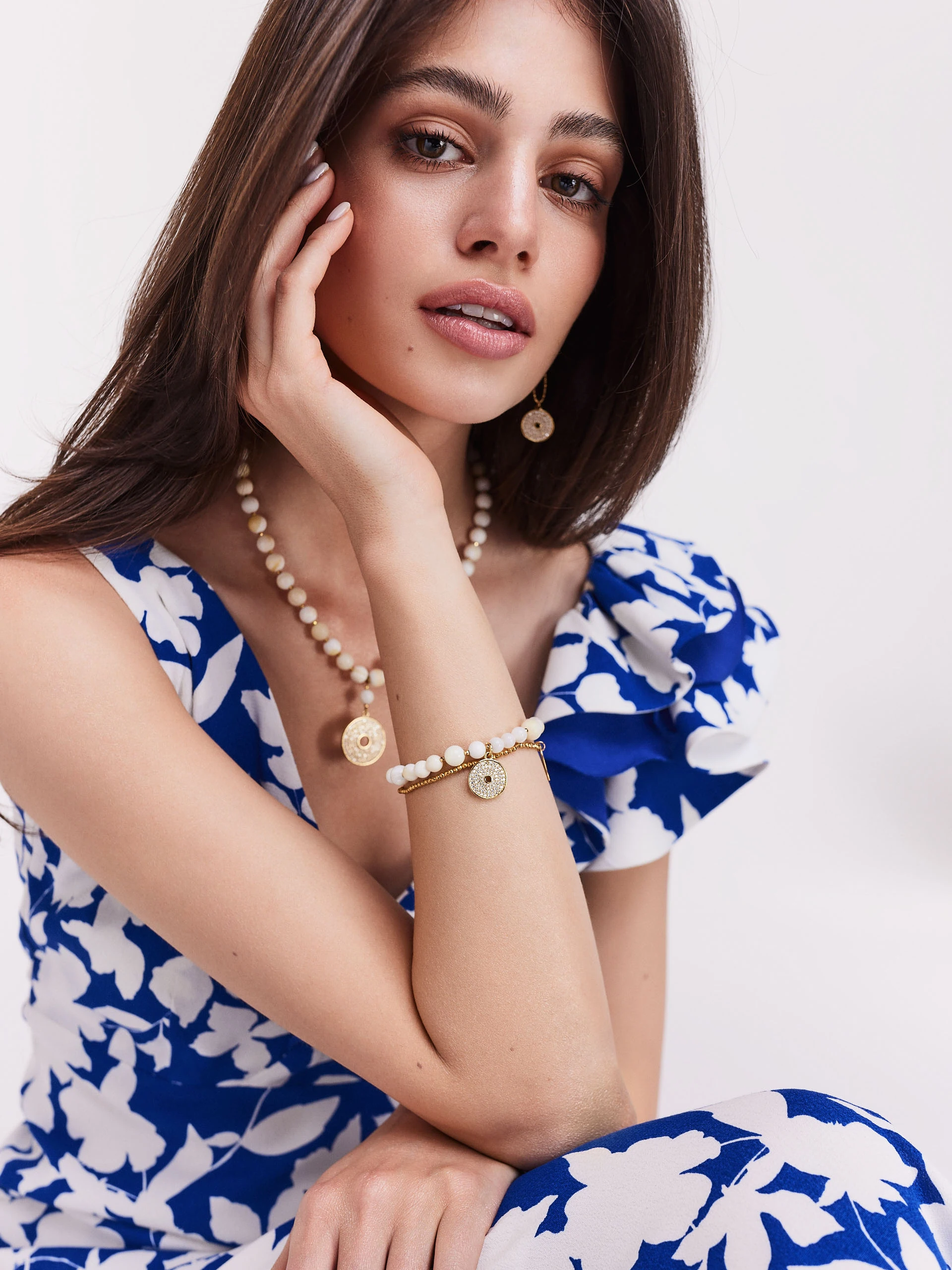 Cobalt midi dress with flowers