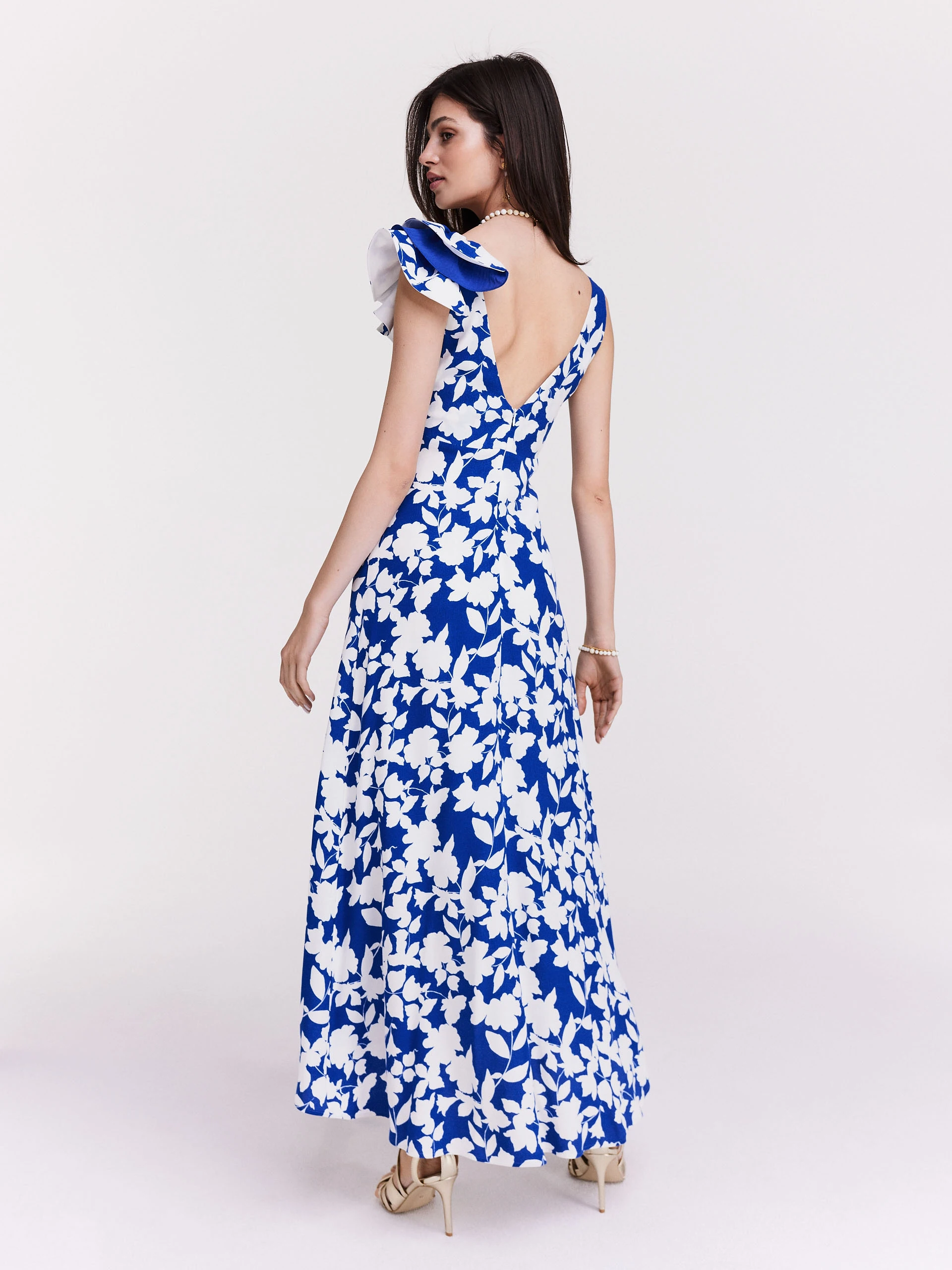 Cobalt midi dress with flowers