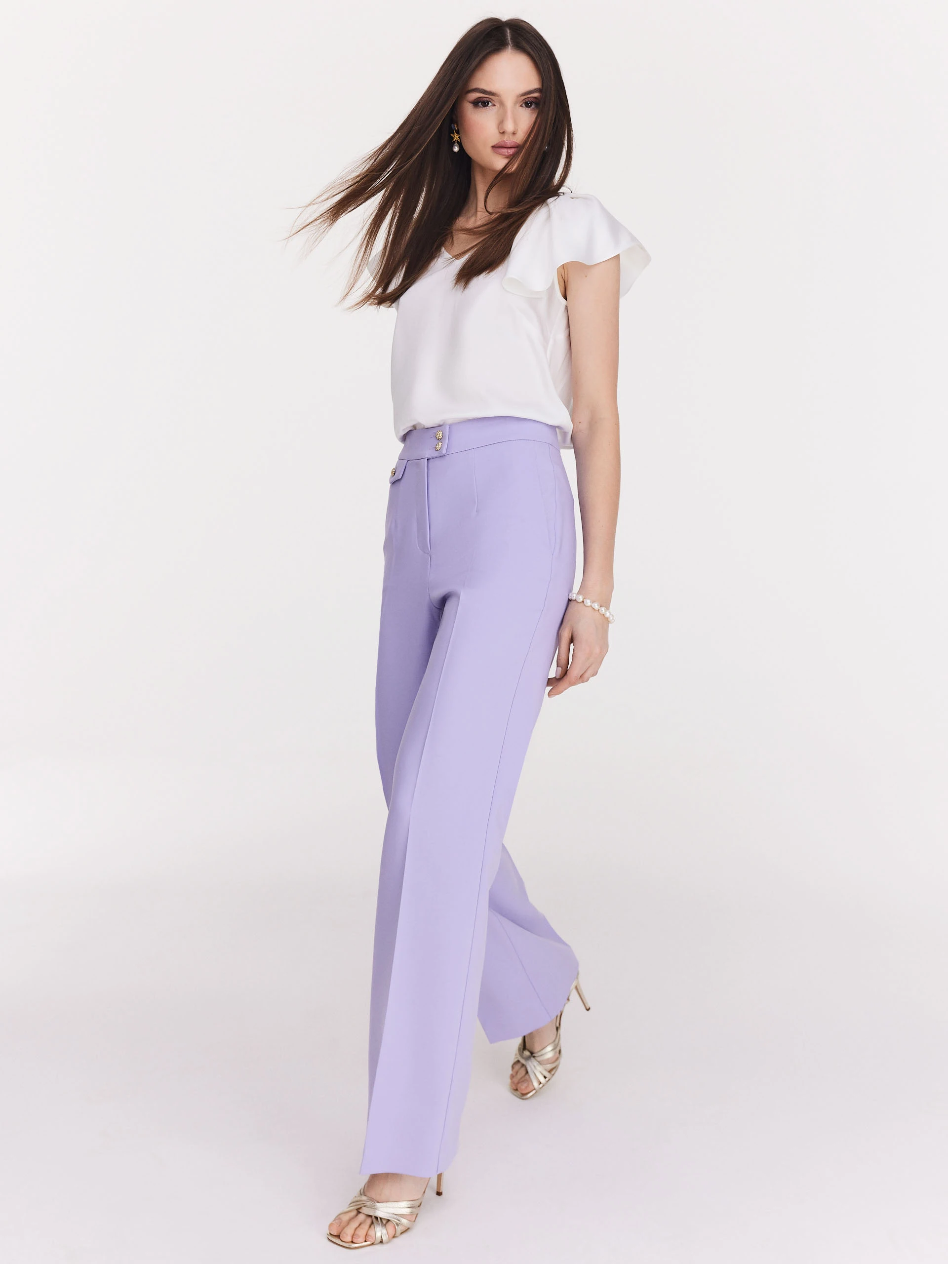 Long lilac viscose pants