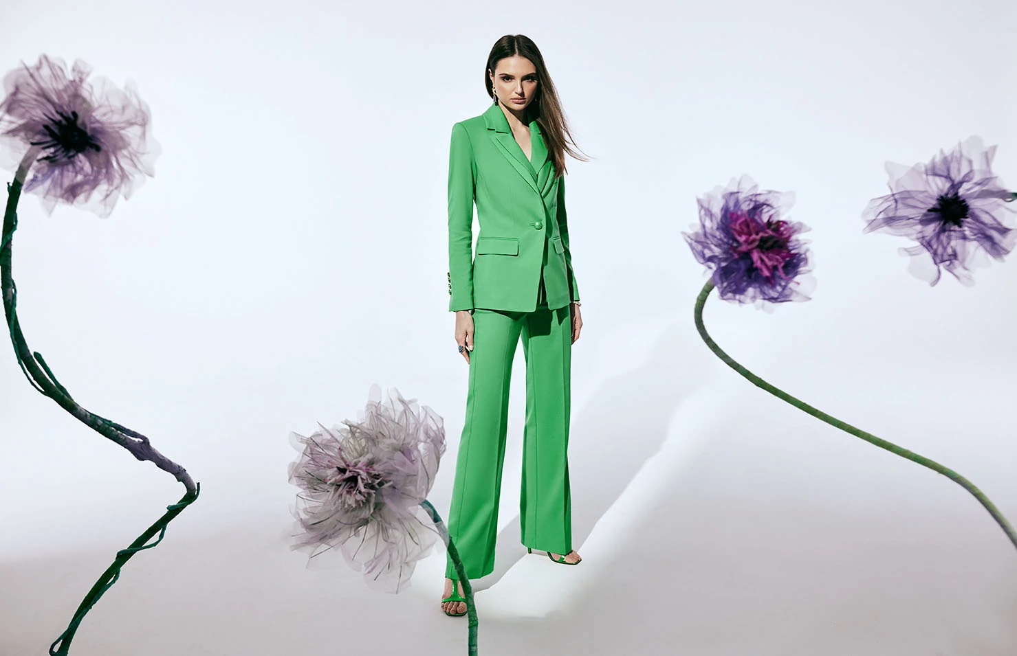 Classic green jacket with a single button closure