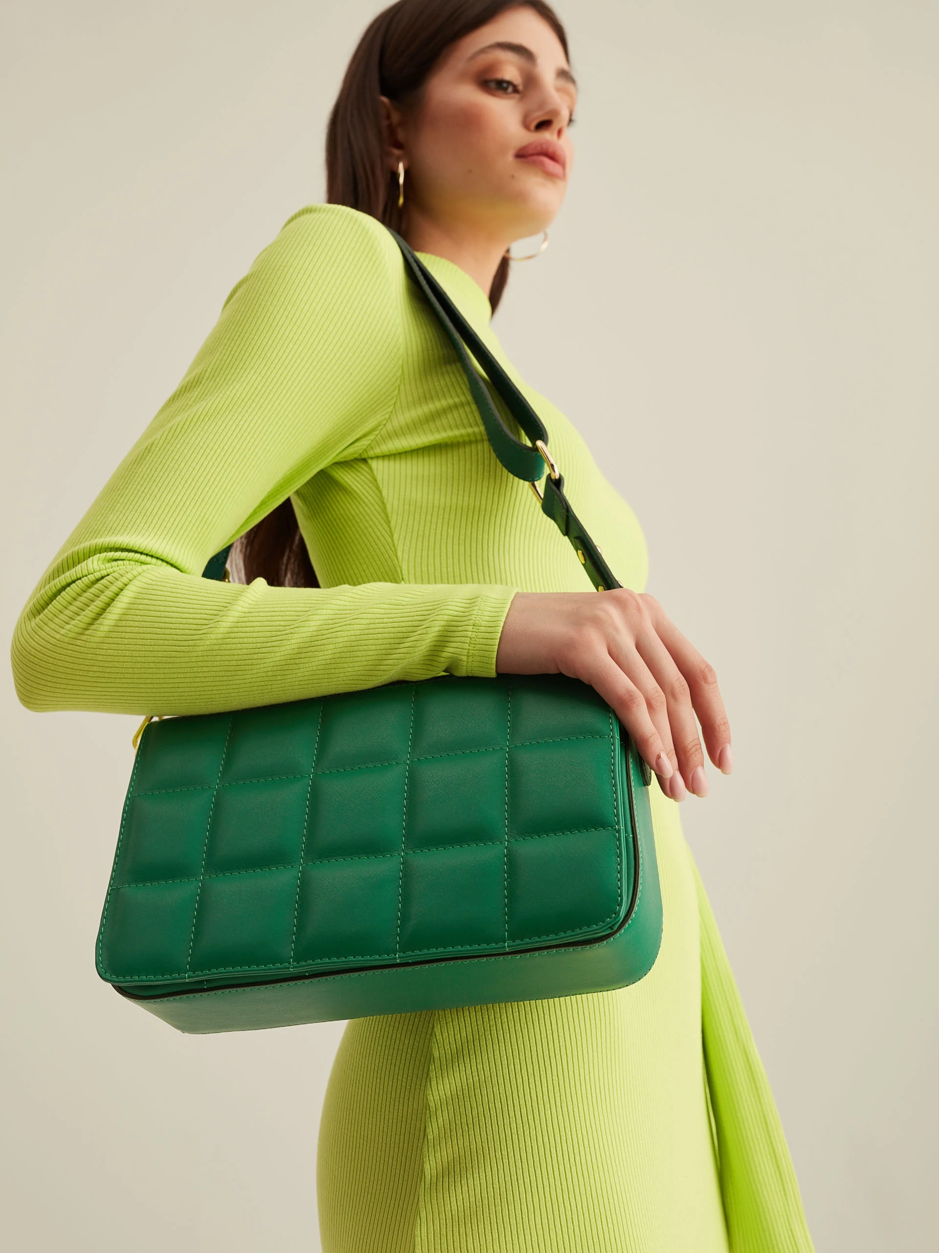 GREEN QUILTED BAG