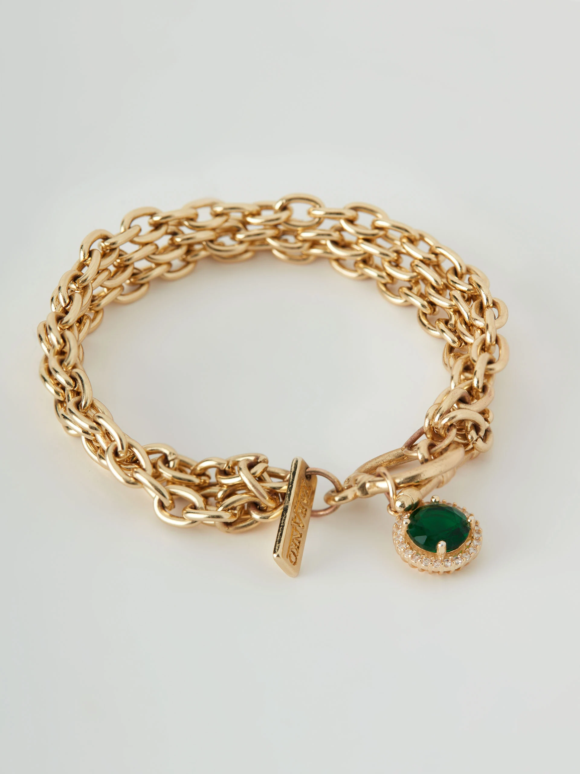 Chain bracelet with green zirconia