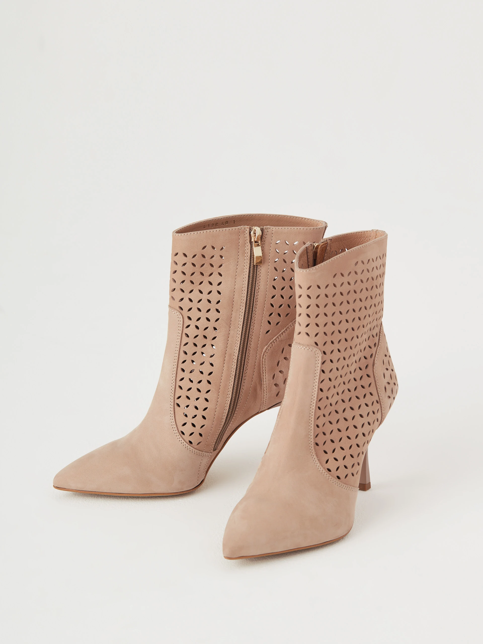 Beige openwork boots