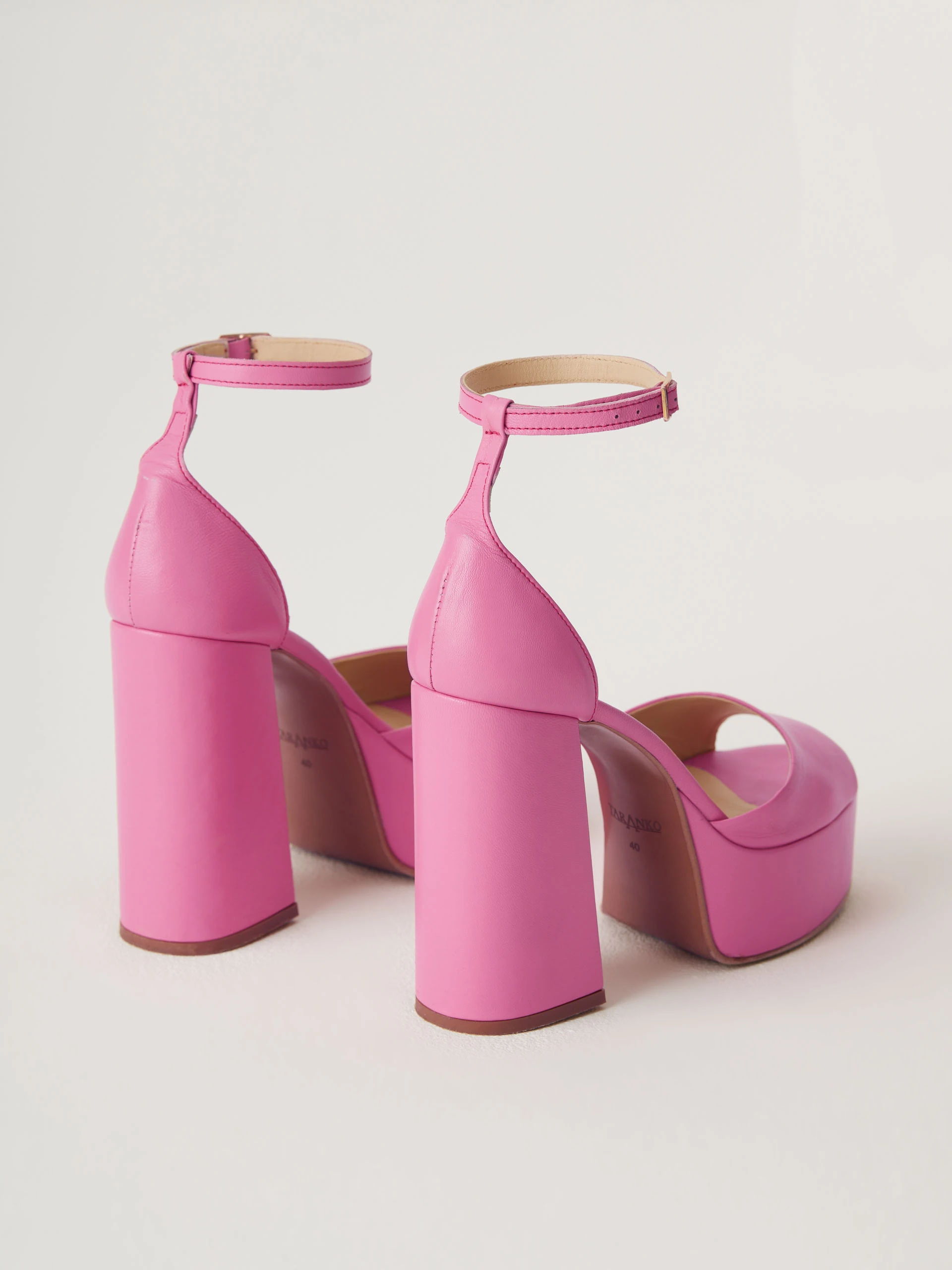 Pink leather platform sandals