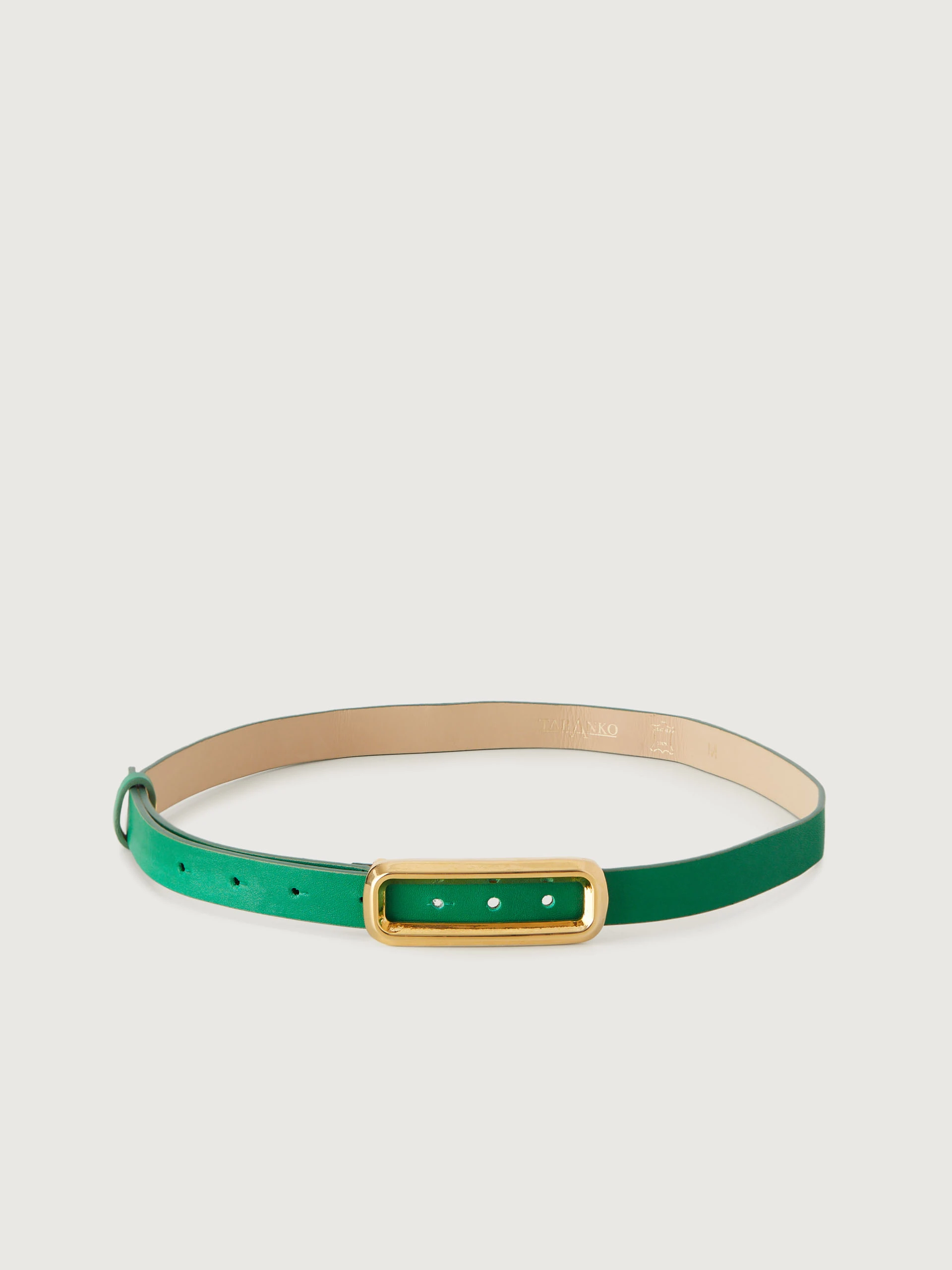 Green natural leather belt