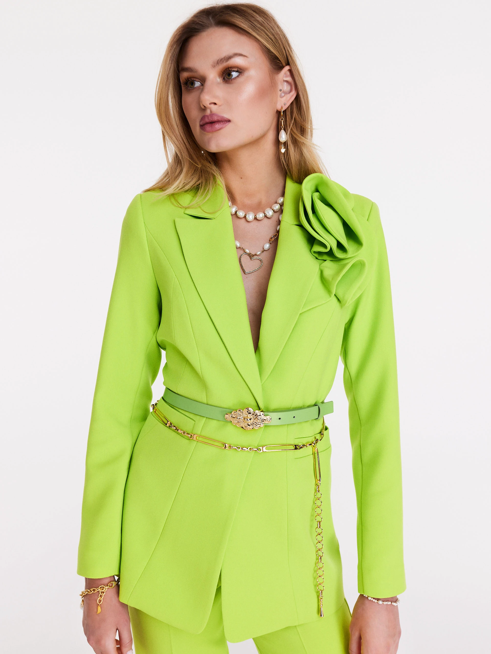 Lime green belt with decorative buckle