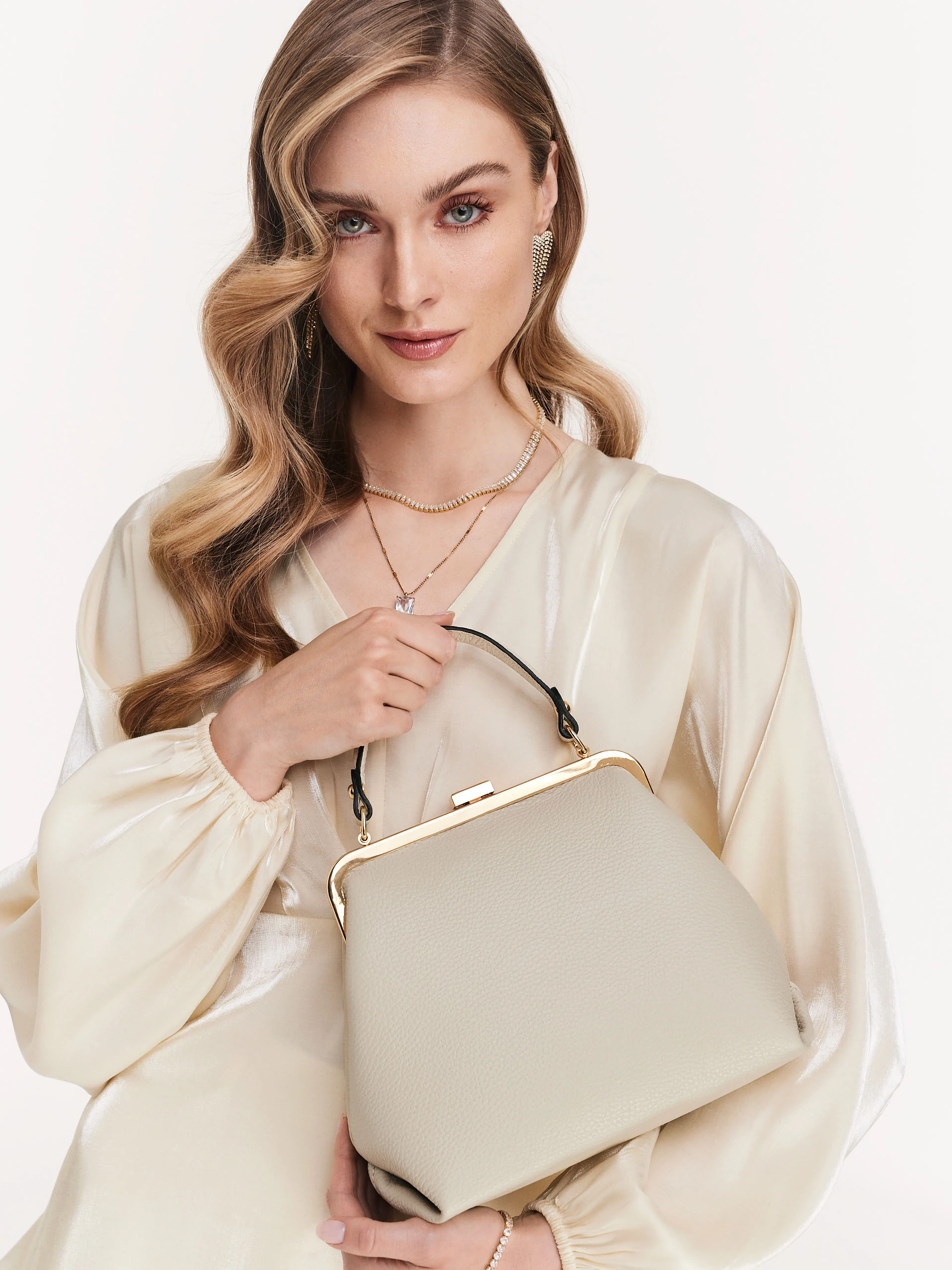 Cream pouch bag