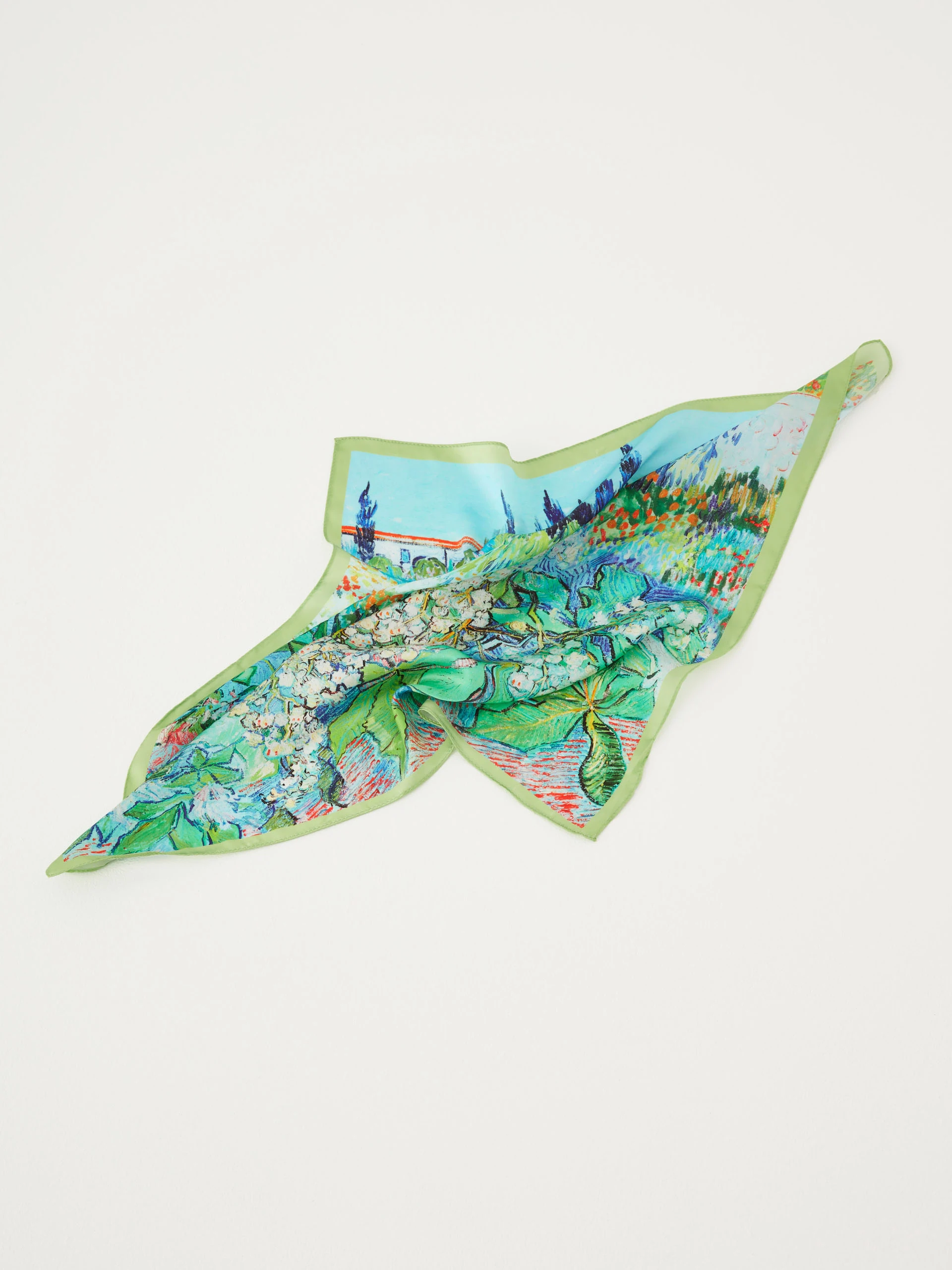 Silk gavroche with spring landscape