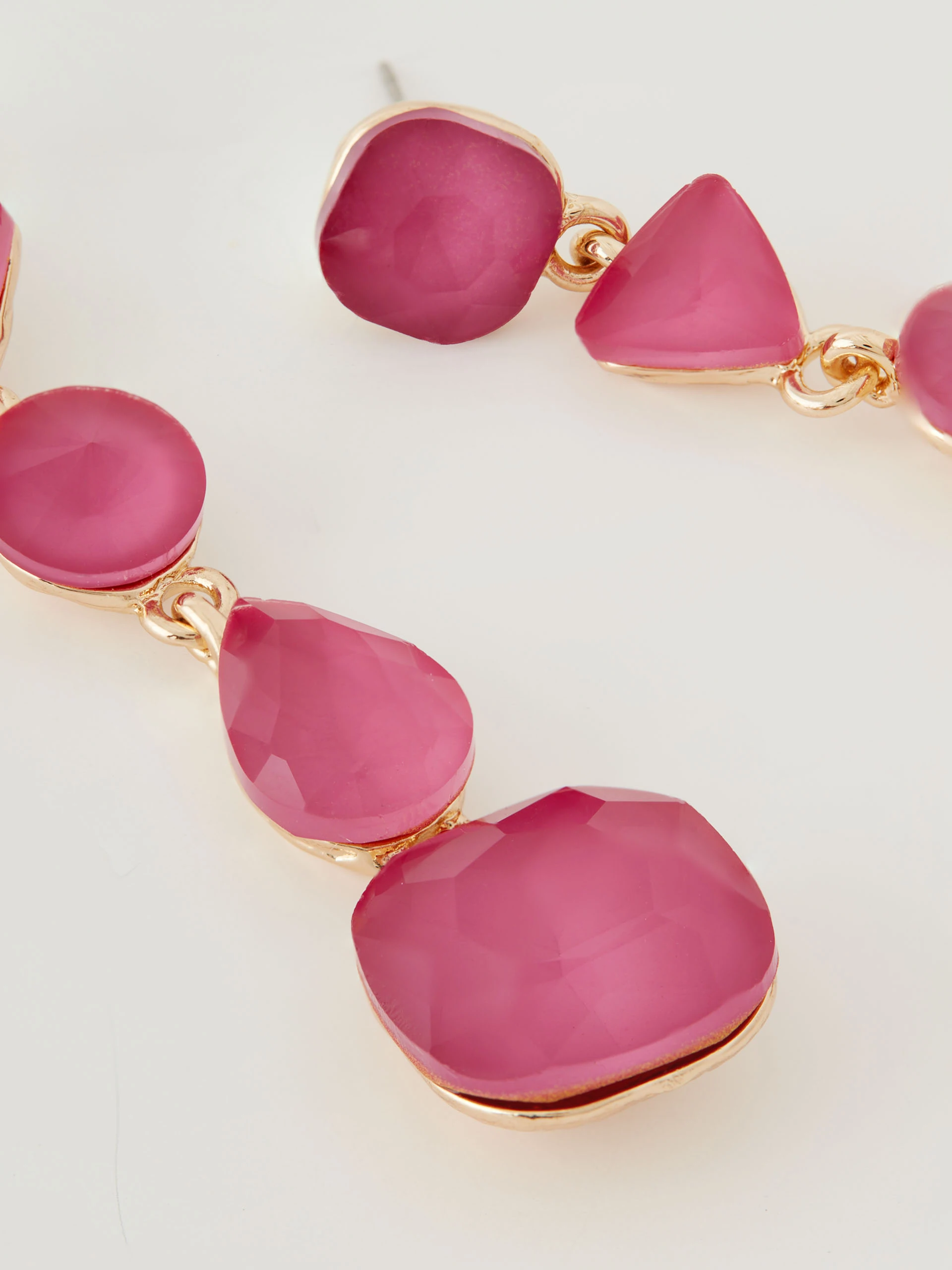 Long earrings with pink beads
