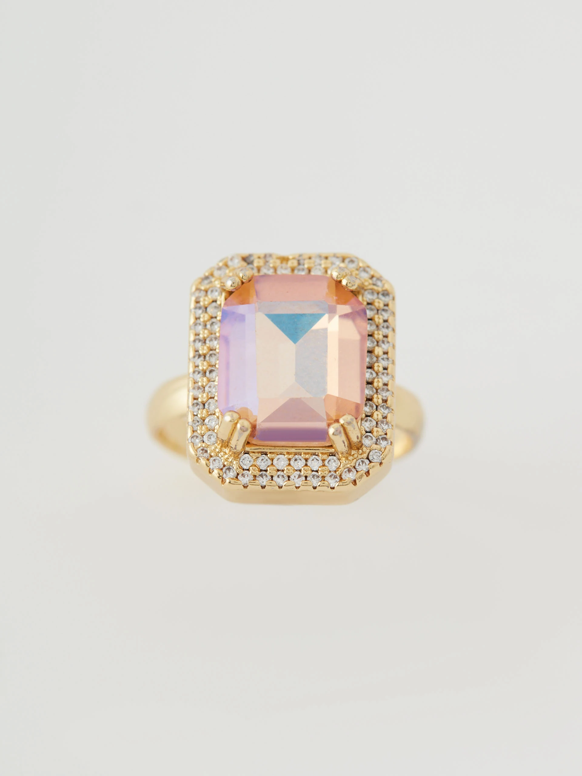 Pink square eye ring