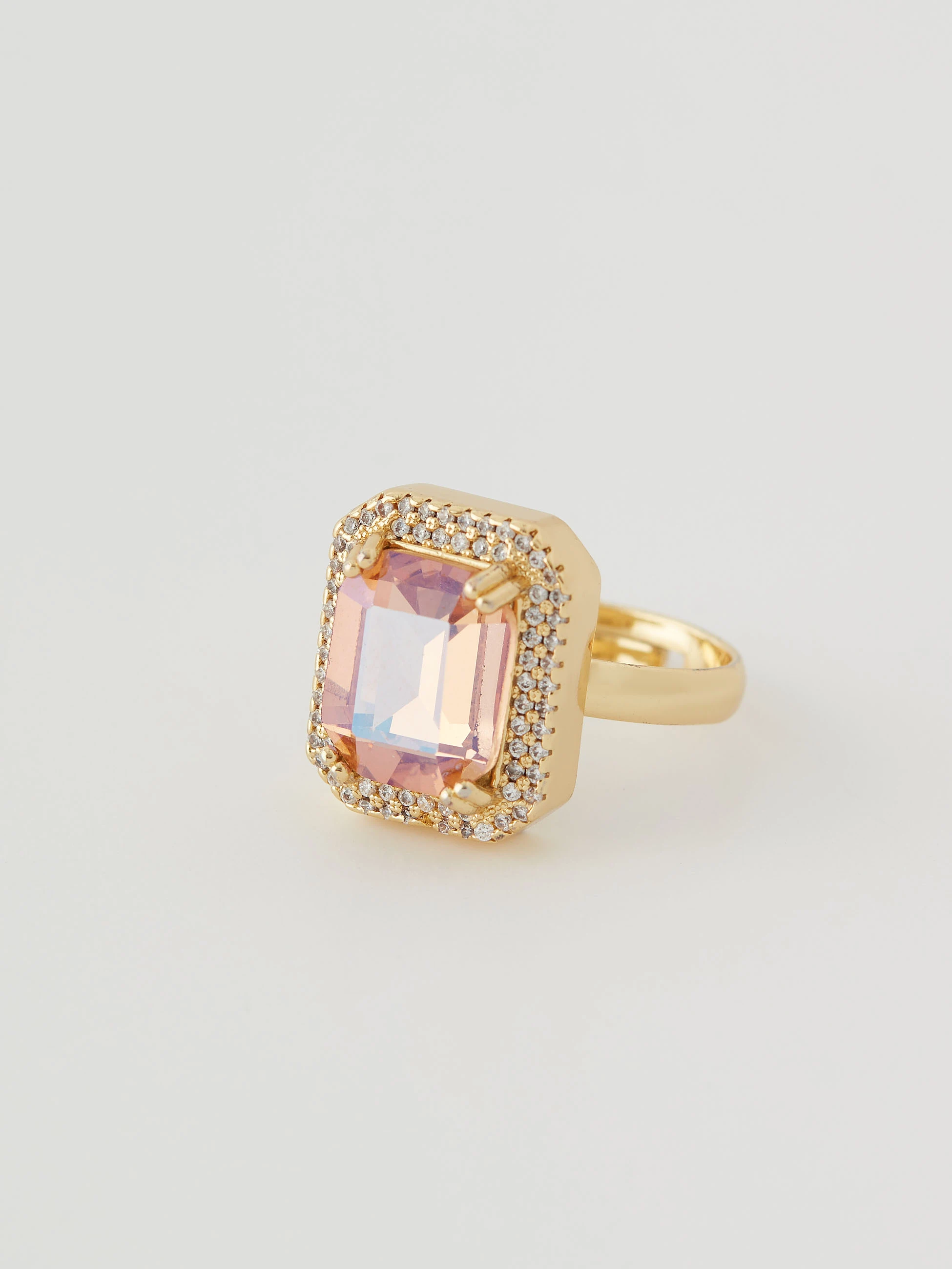 Pink square eye ring