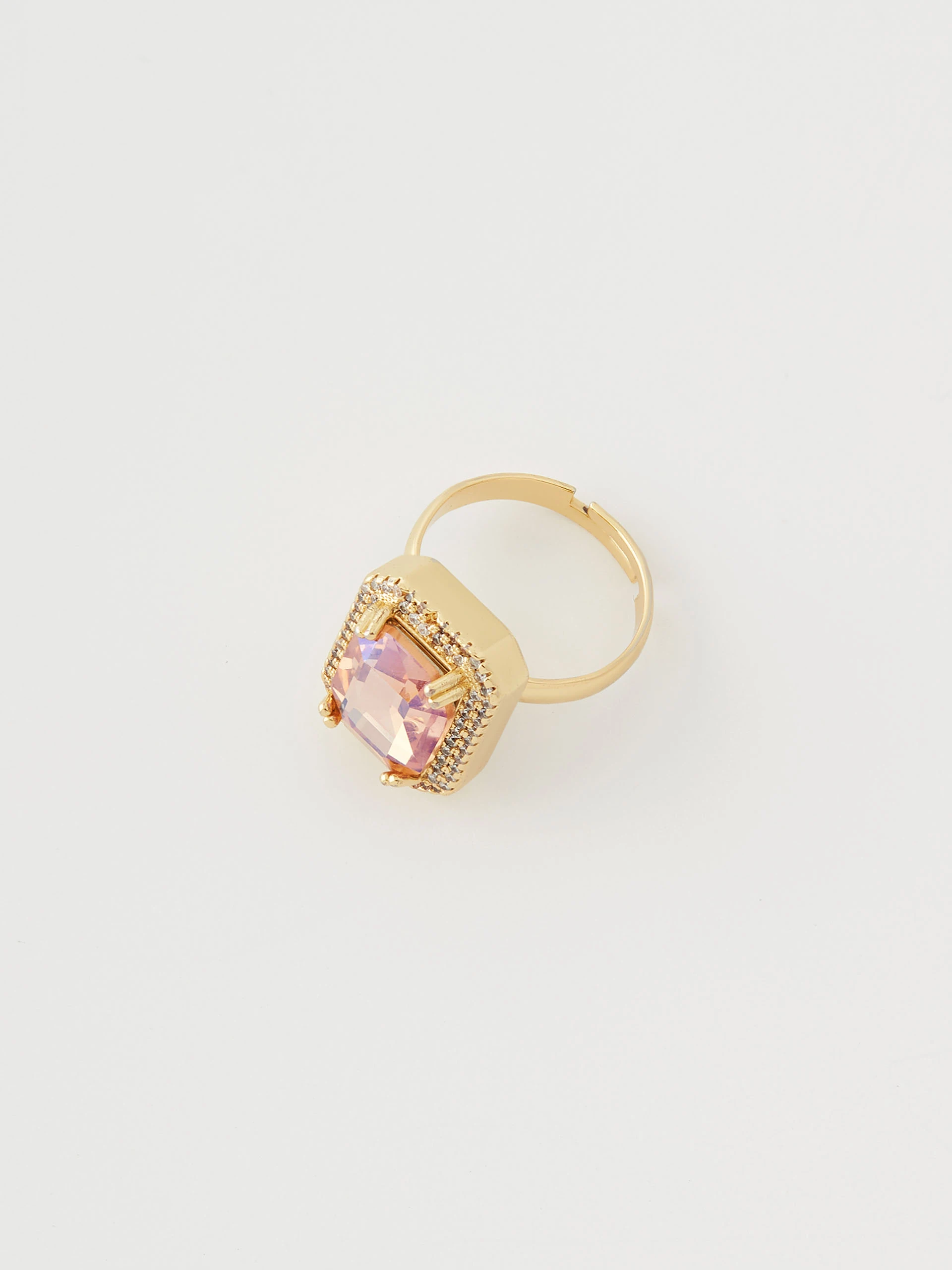 Pink square eye ring