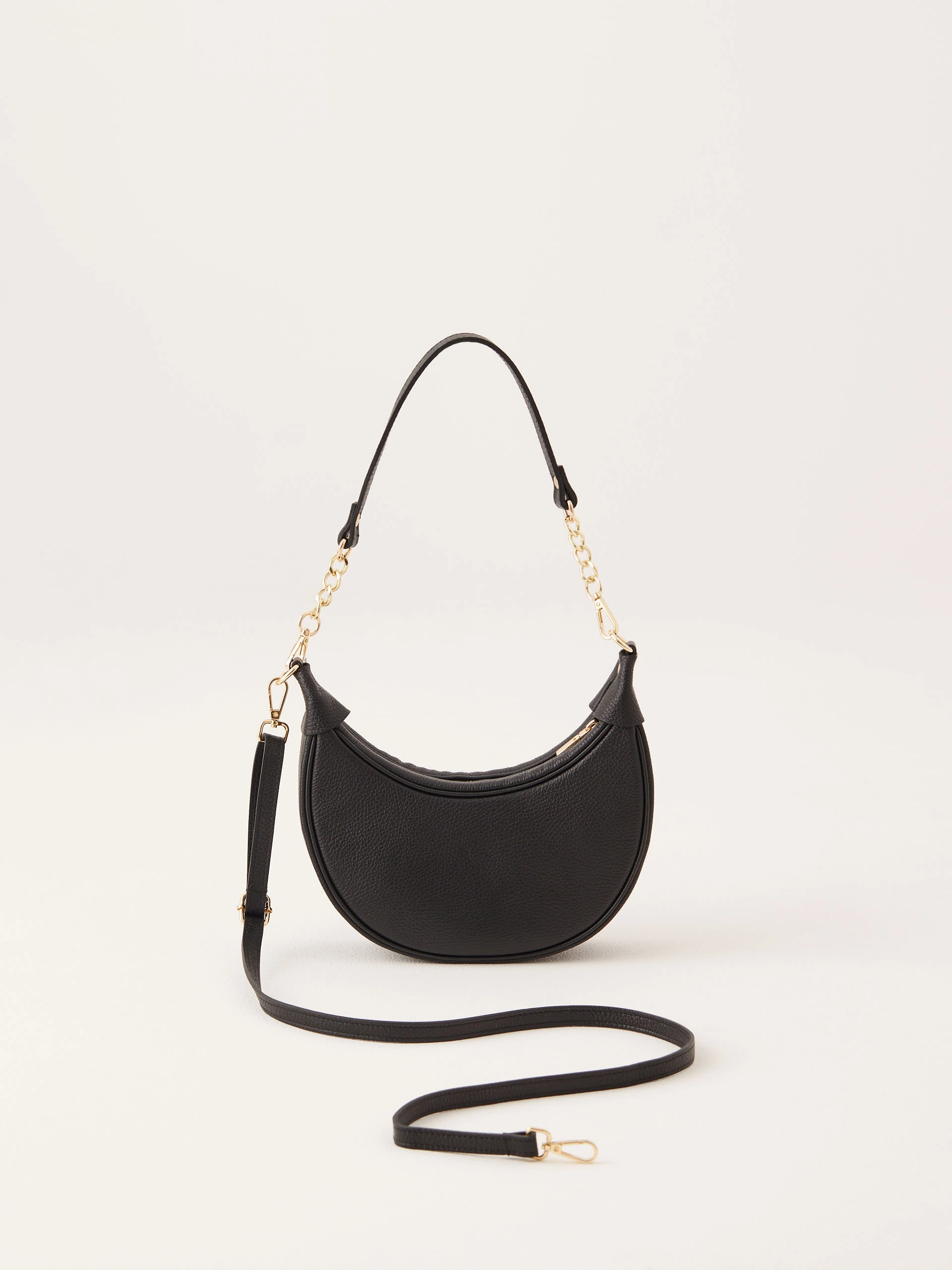 Black leather hobo bag