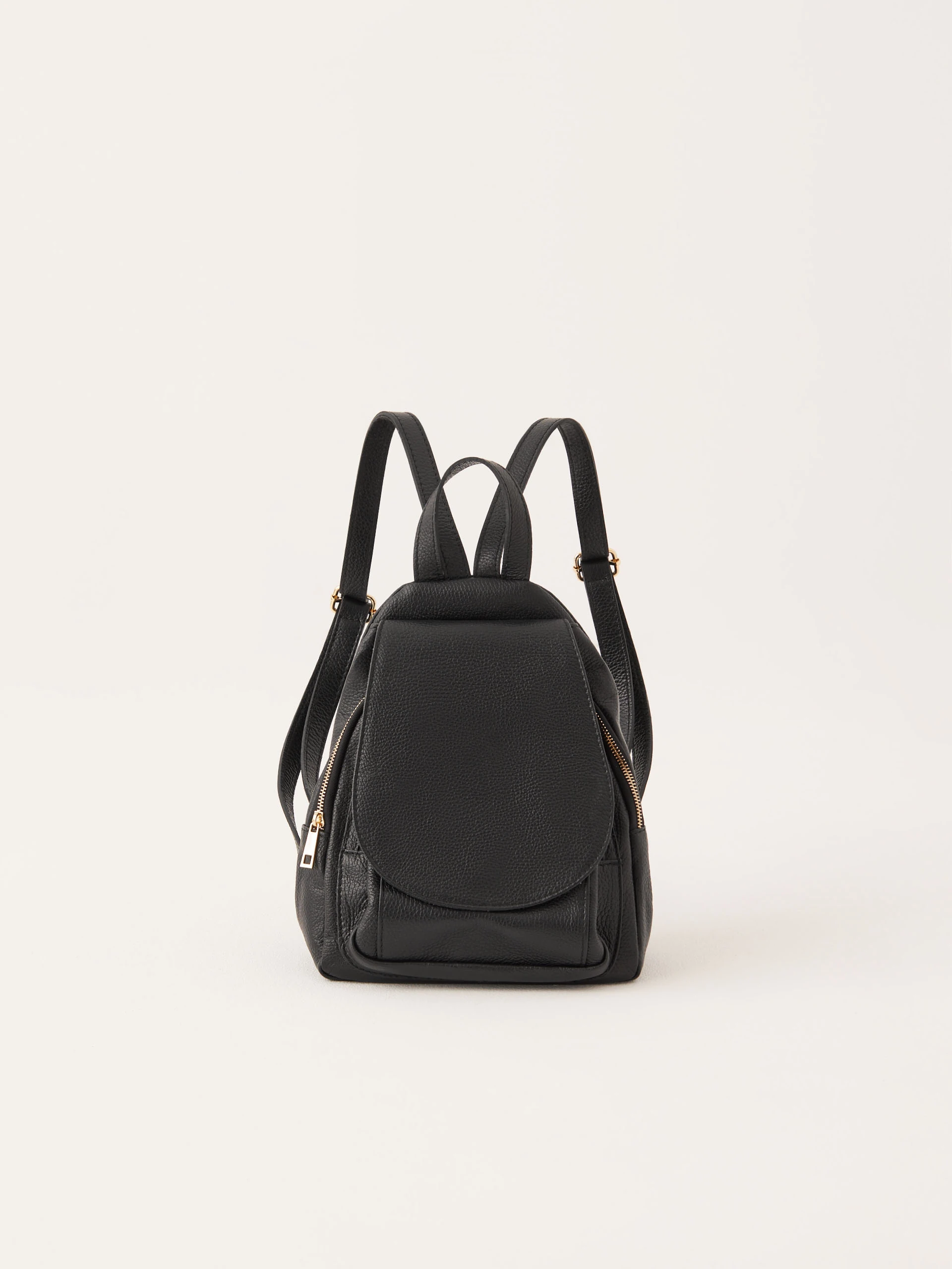 Black natural leather backpack
