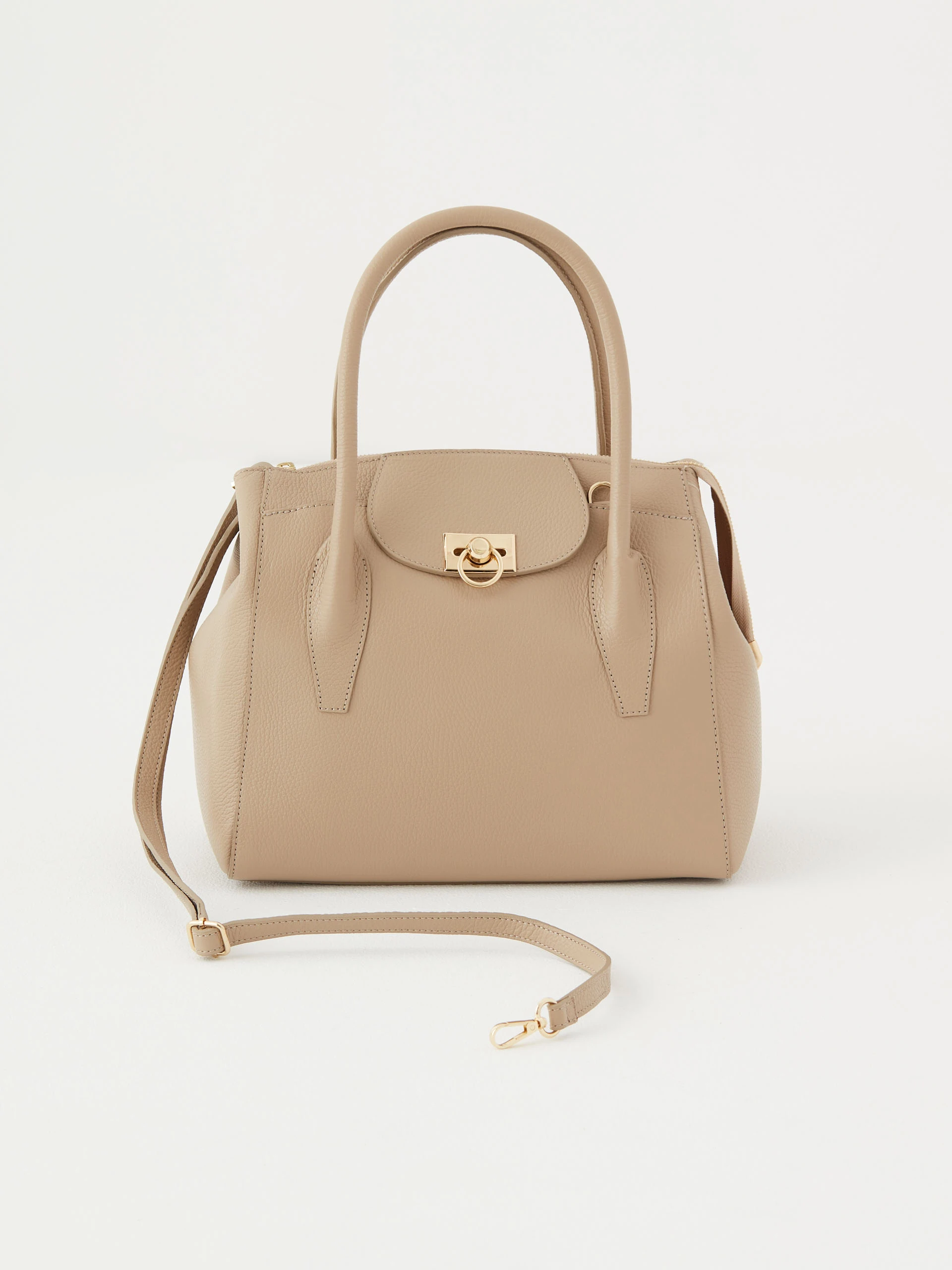 Large handbag in beige color