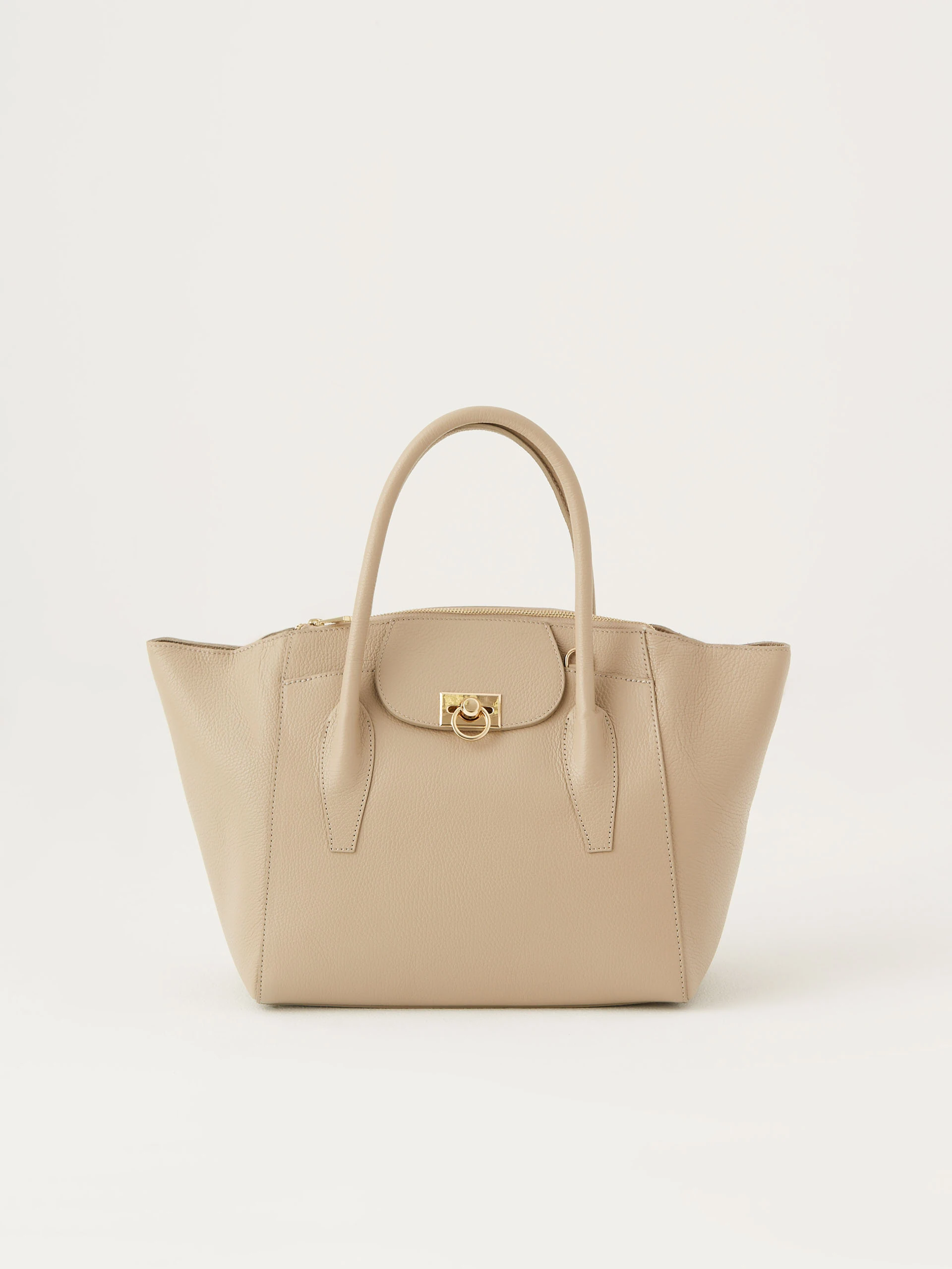 Large handbag in beige color