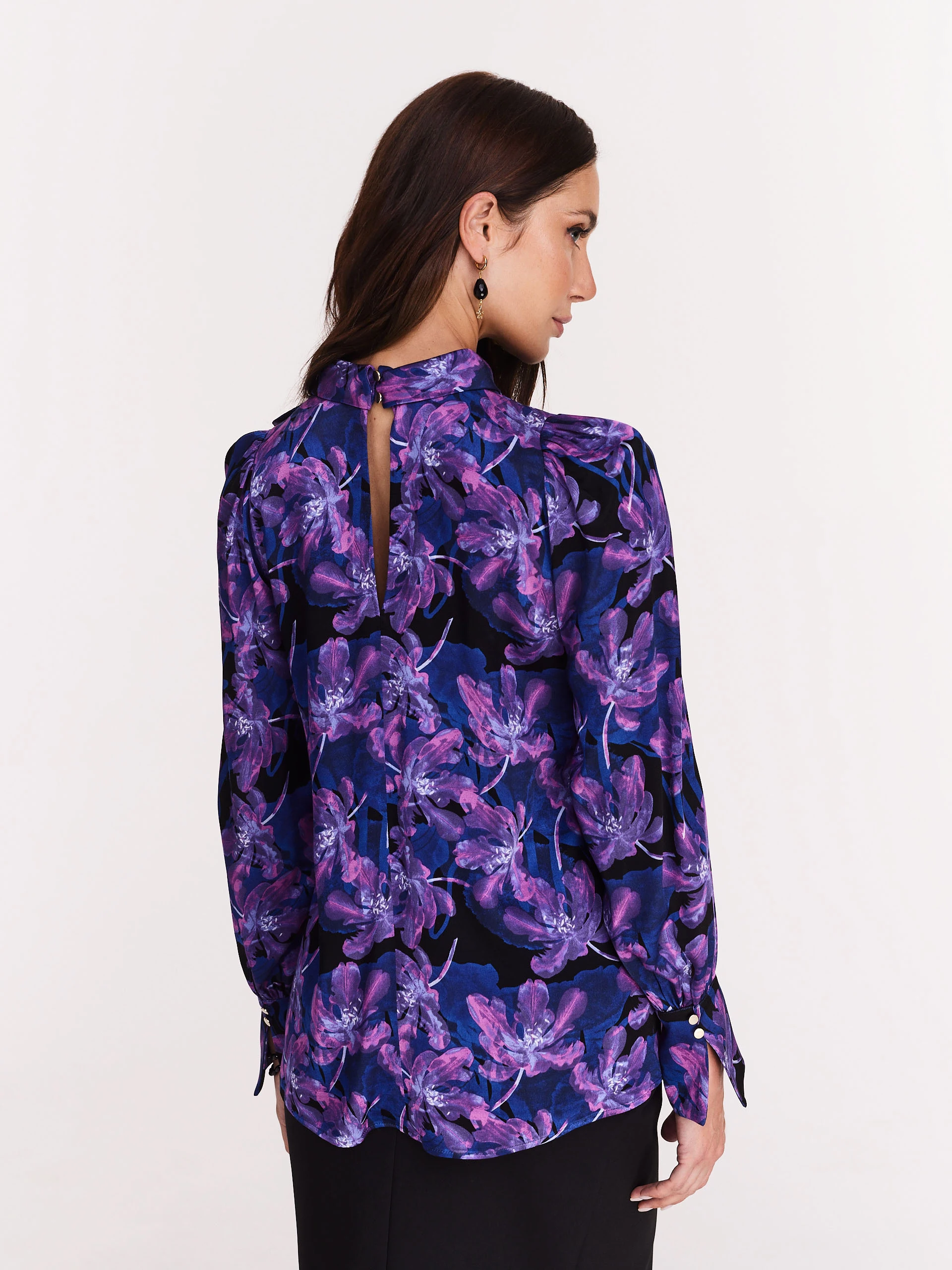 Satin blouse with flowers