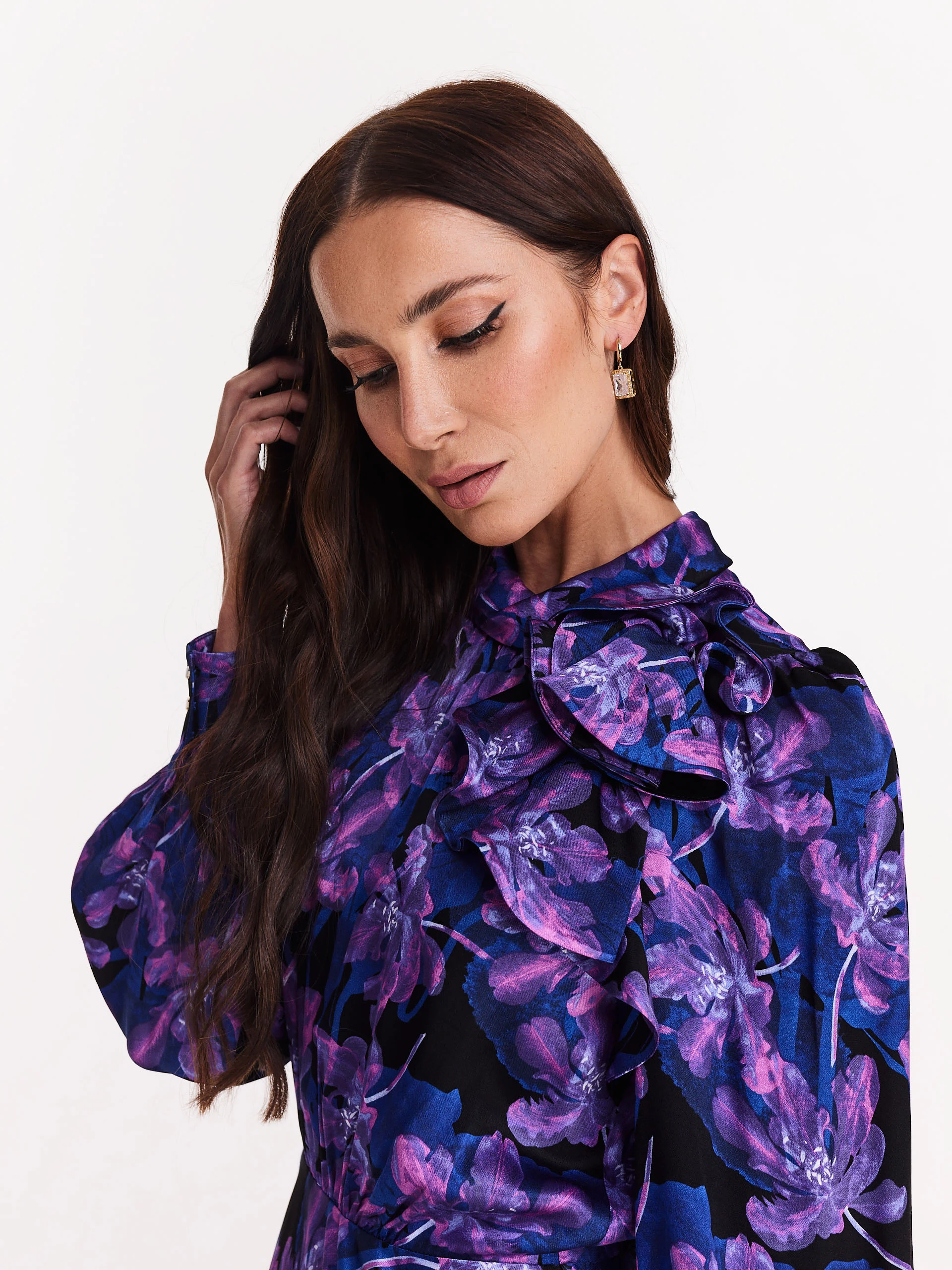 Satin floral midi dress