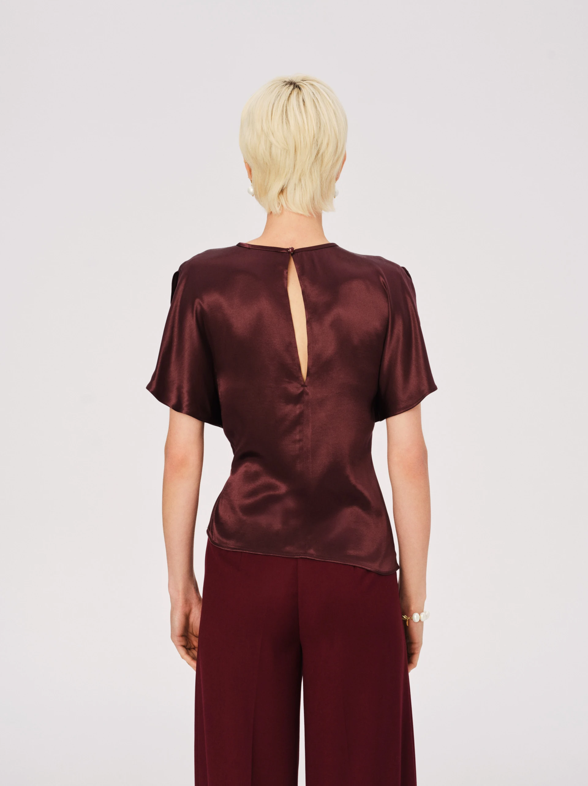 Burgundy satin blouse