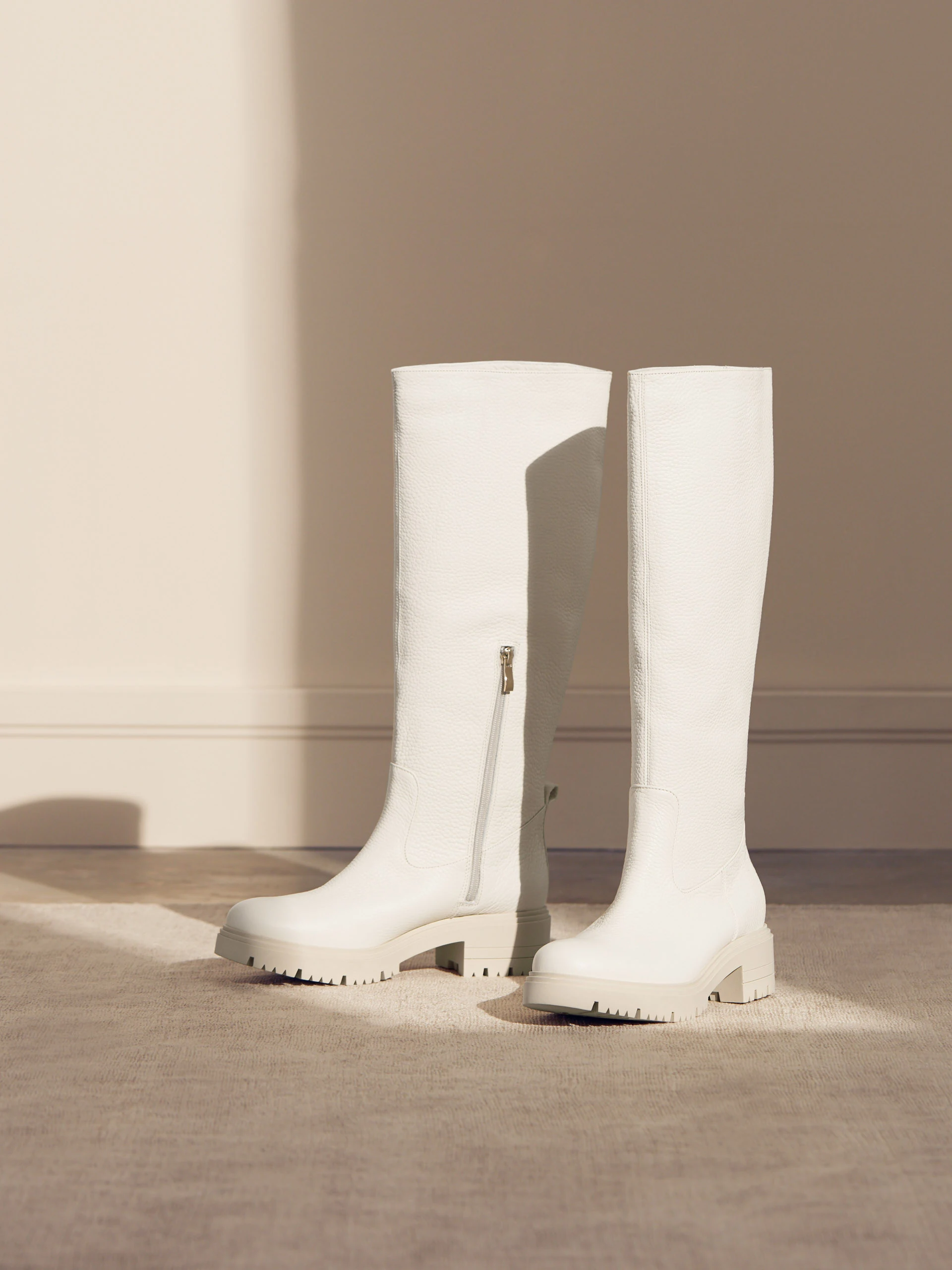 ECRU LEATHER BOOTS