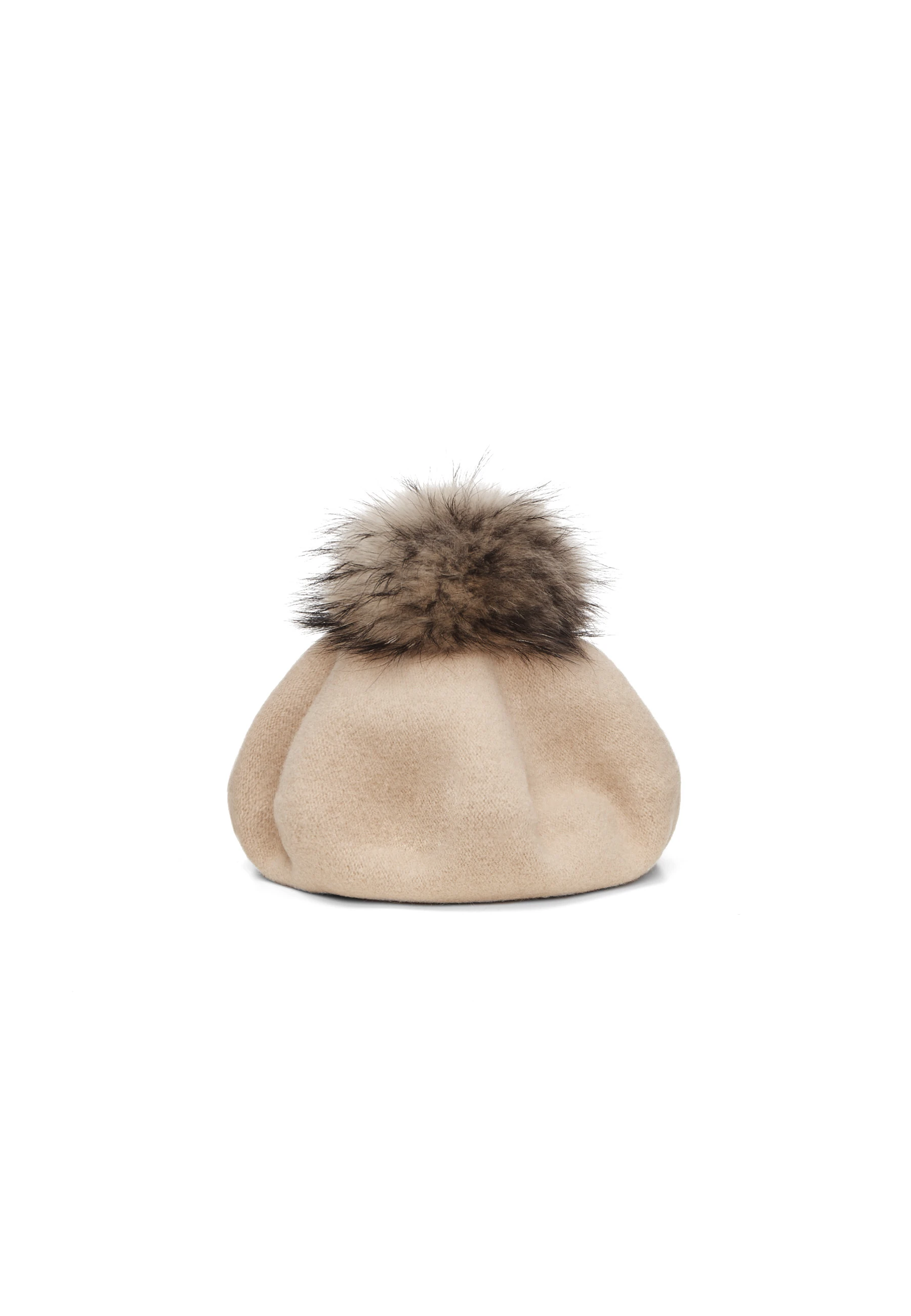 BEŻOWY BERET Z POMPONEM