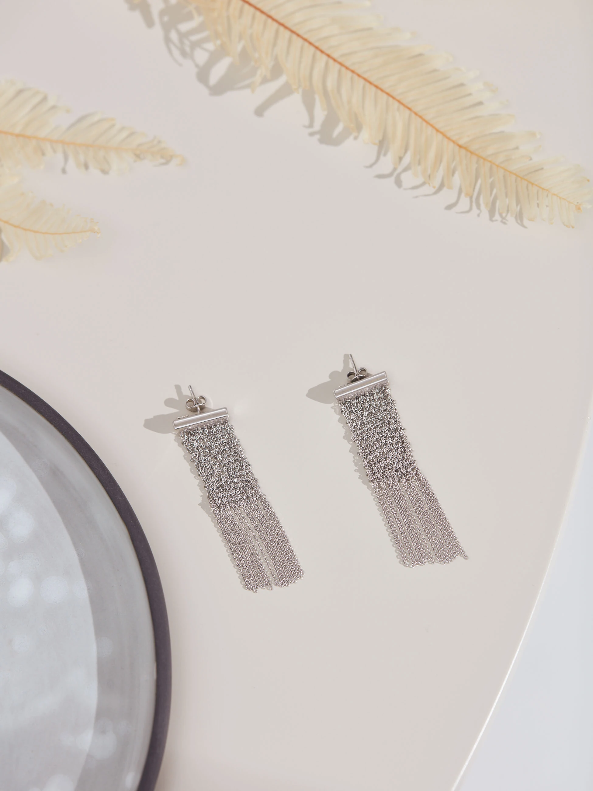 SILVER BRAIDED CHAIN EARRINGS