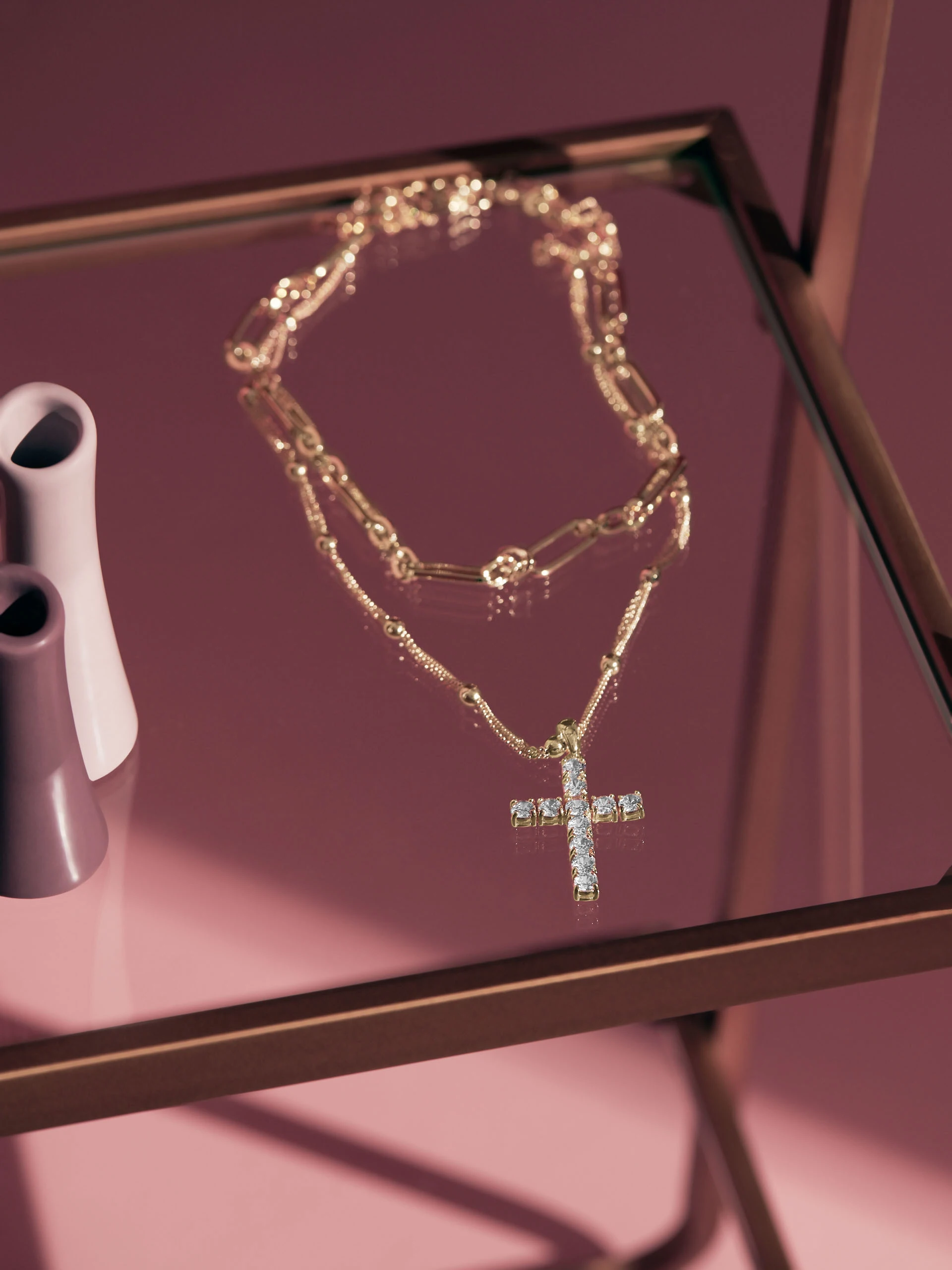 CASCADING CROSS NECKLACE