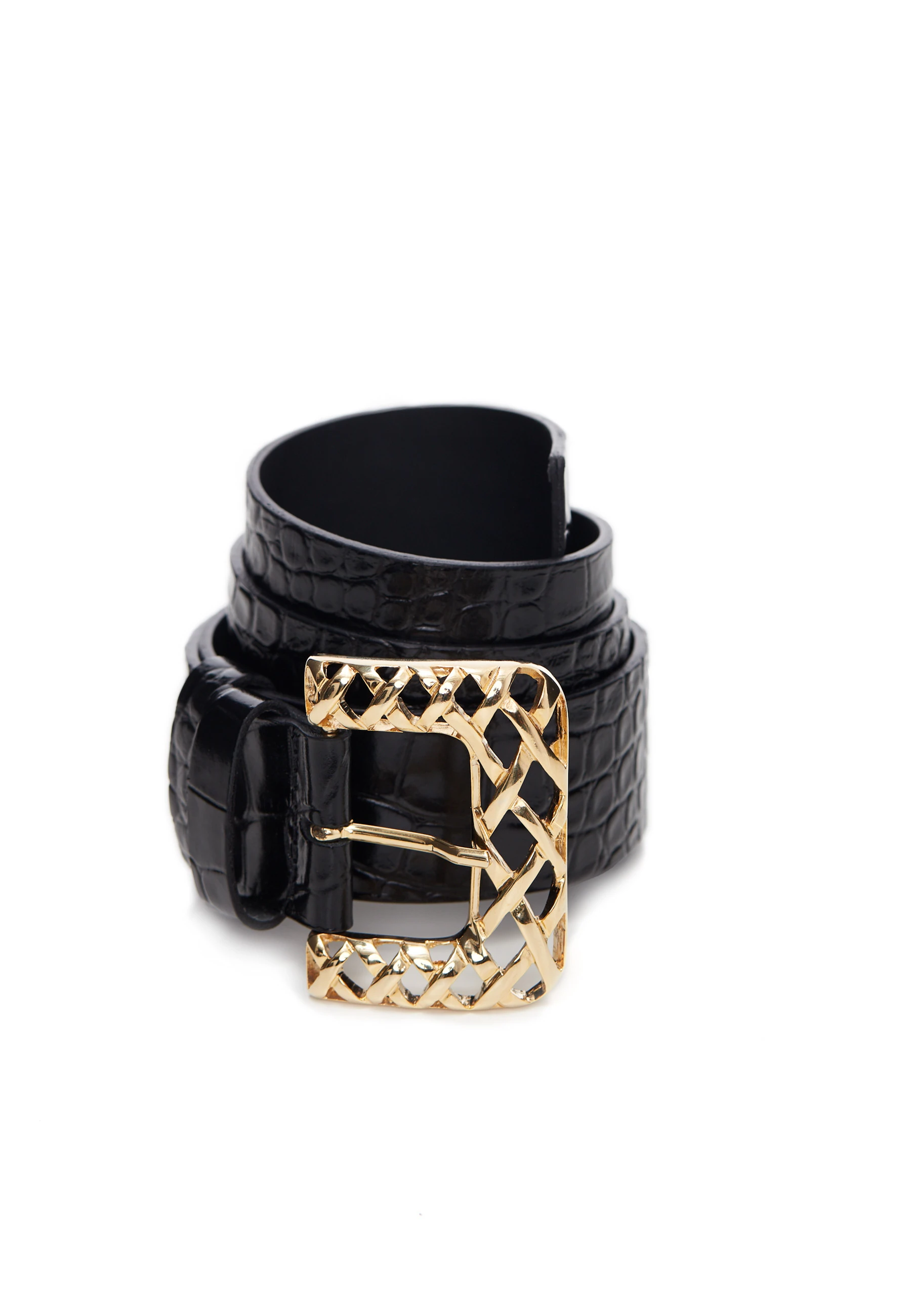 BLACK WIDE BELT WITH LARGE BUCKLE