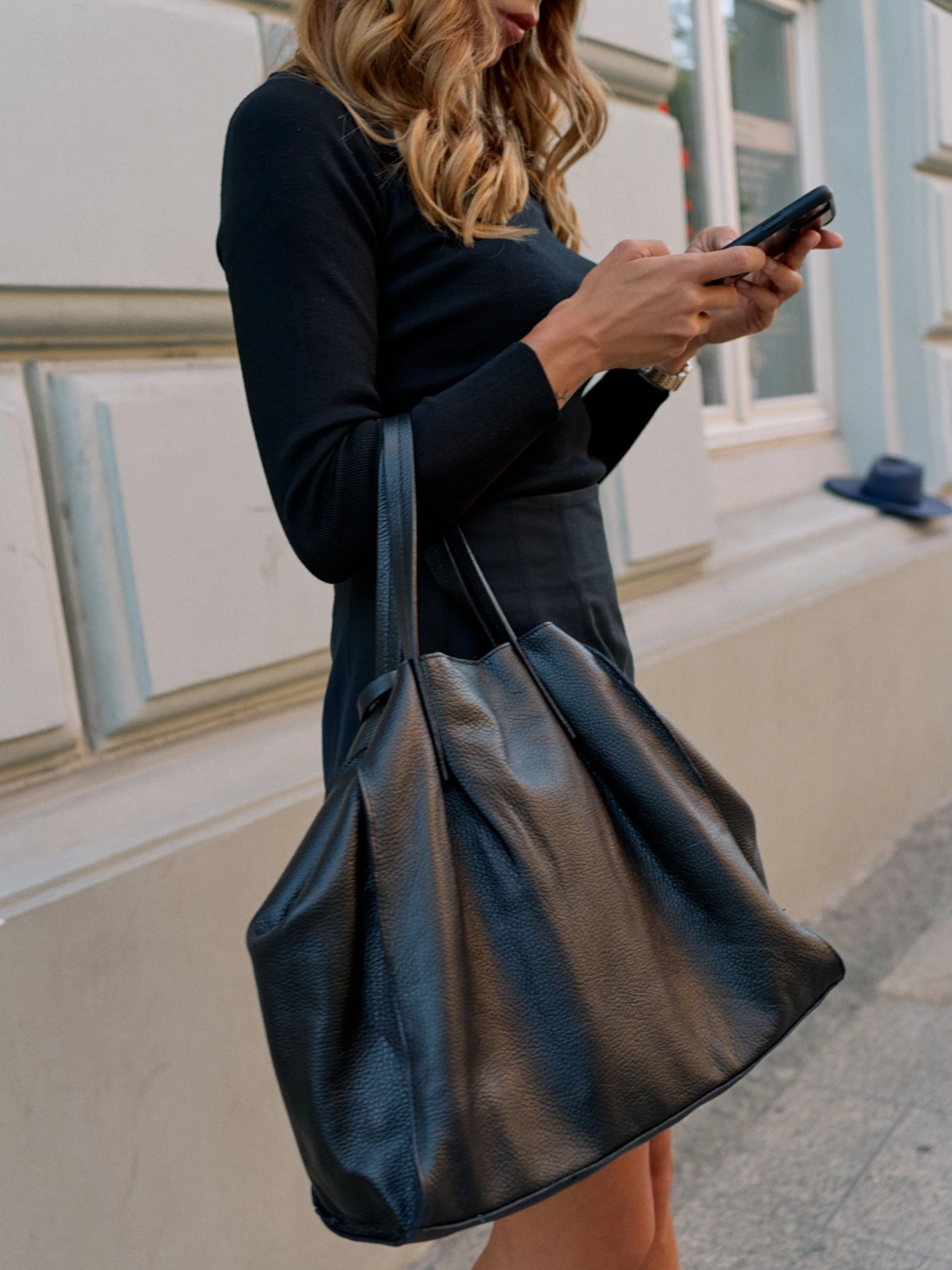 LARGE BLACK SHOPPER BAG