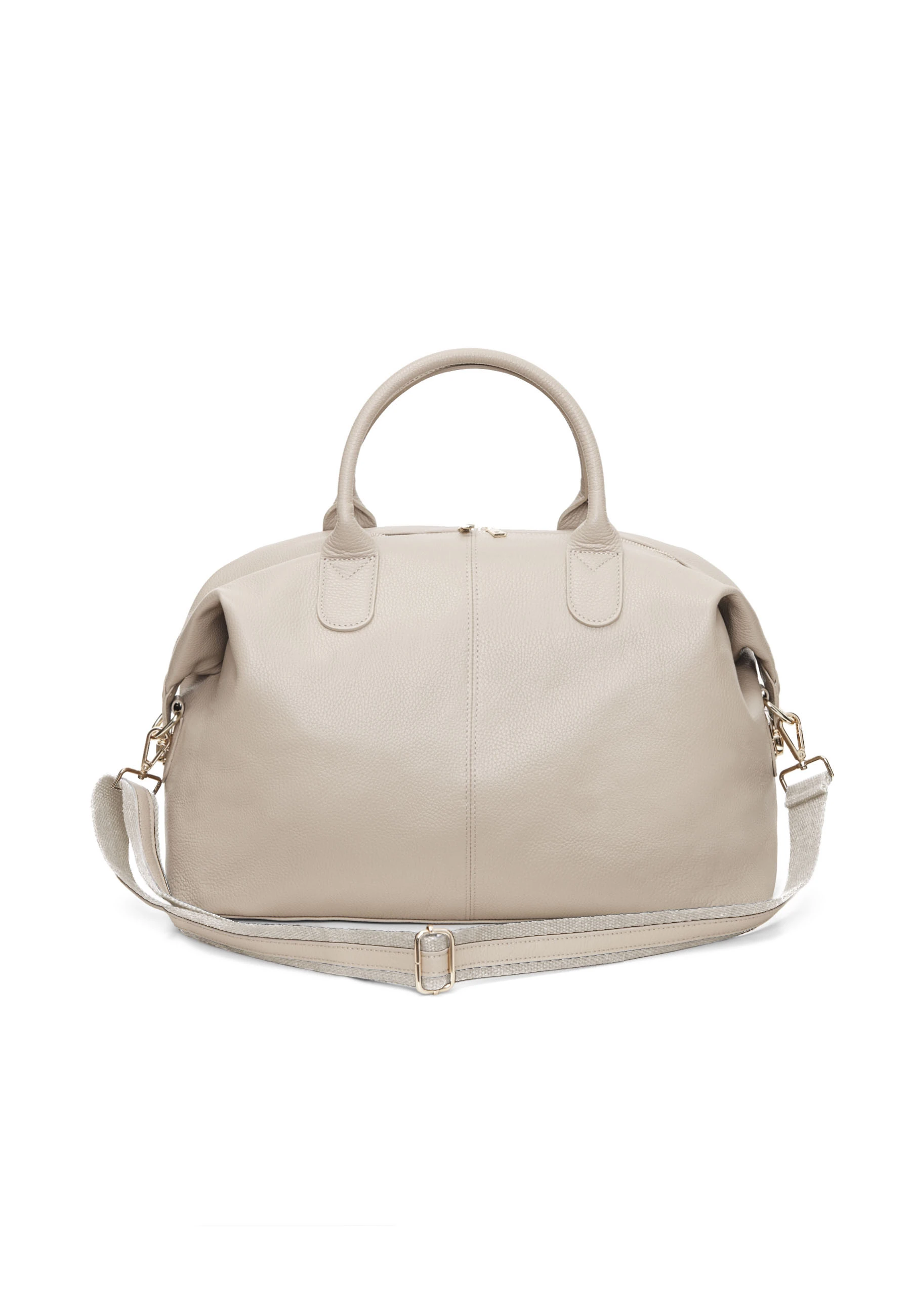 BEIGE LEATHER TRAVEL BAG