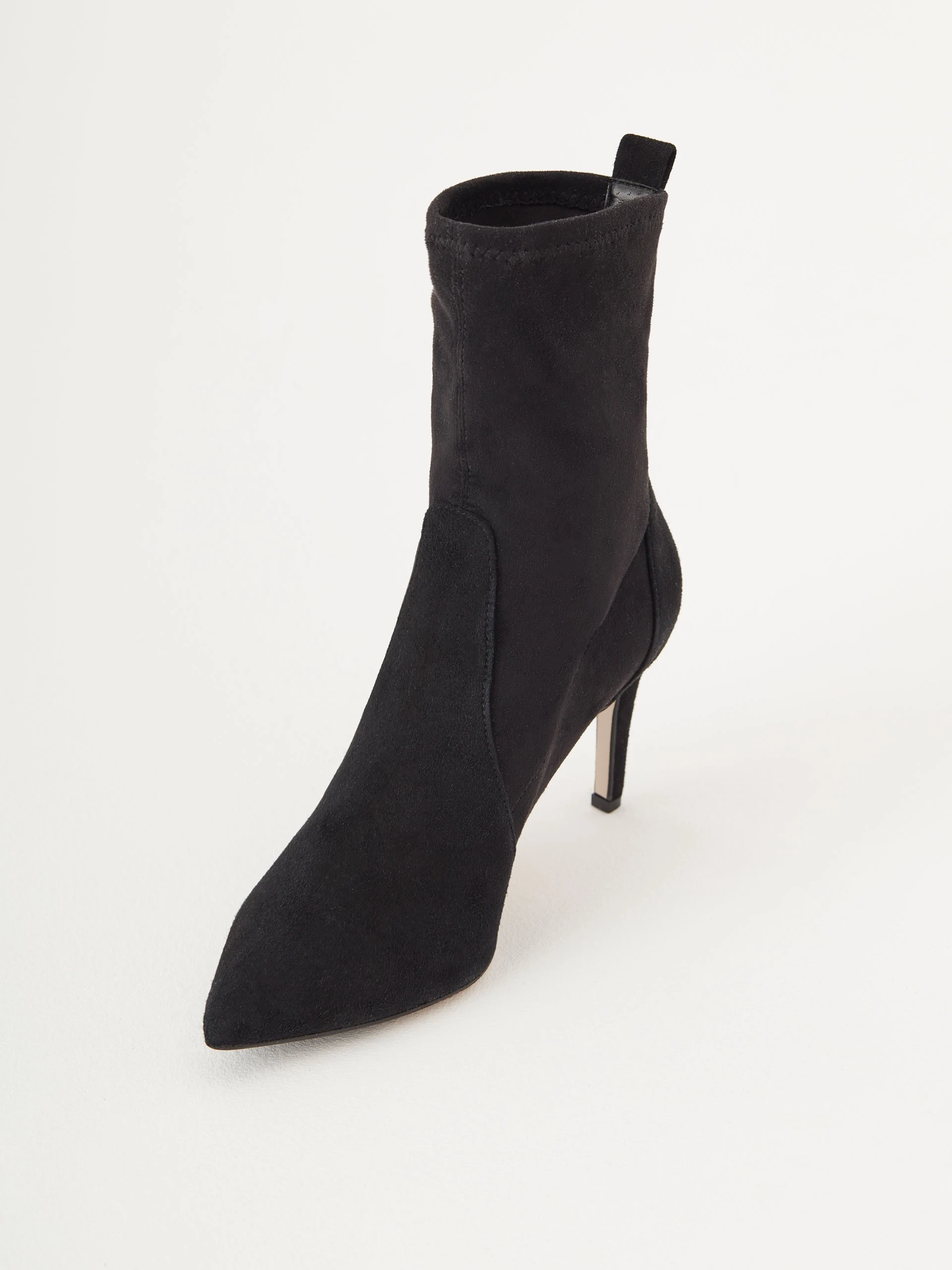 Black suede heeled boots