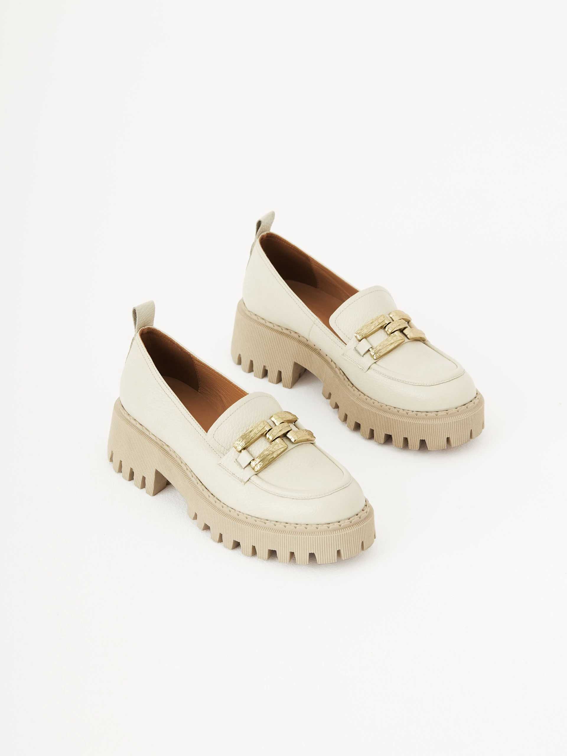 Leather platform loafers