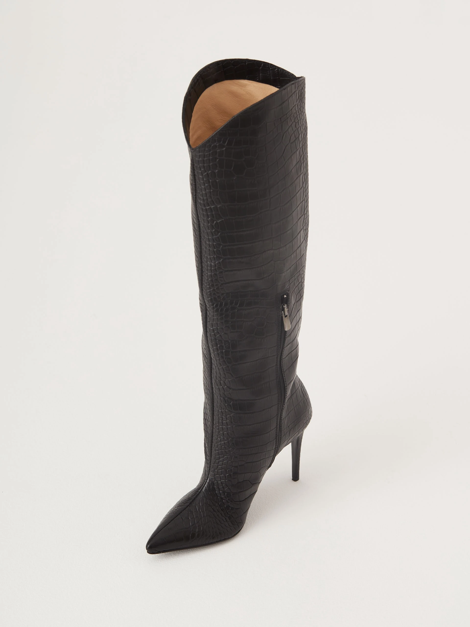 Black stiletto heeled boots