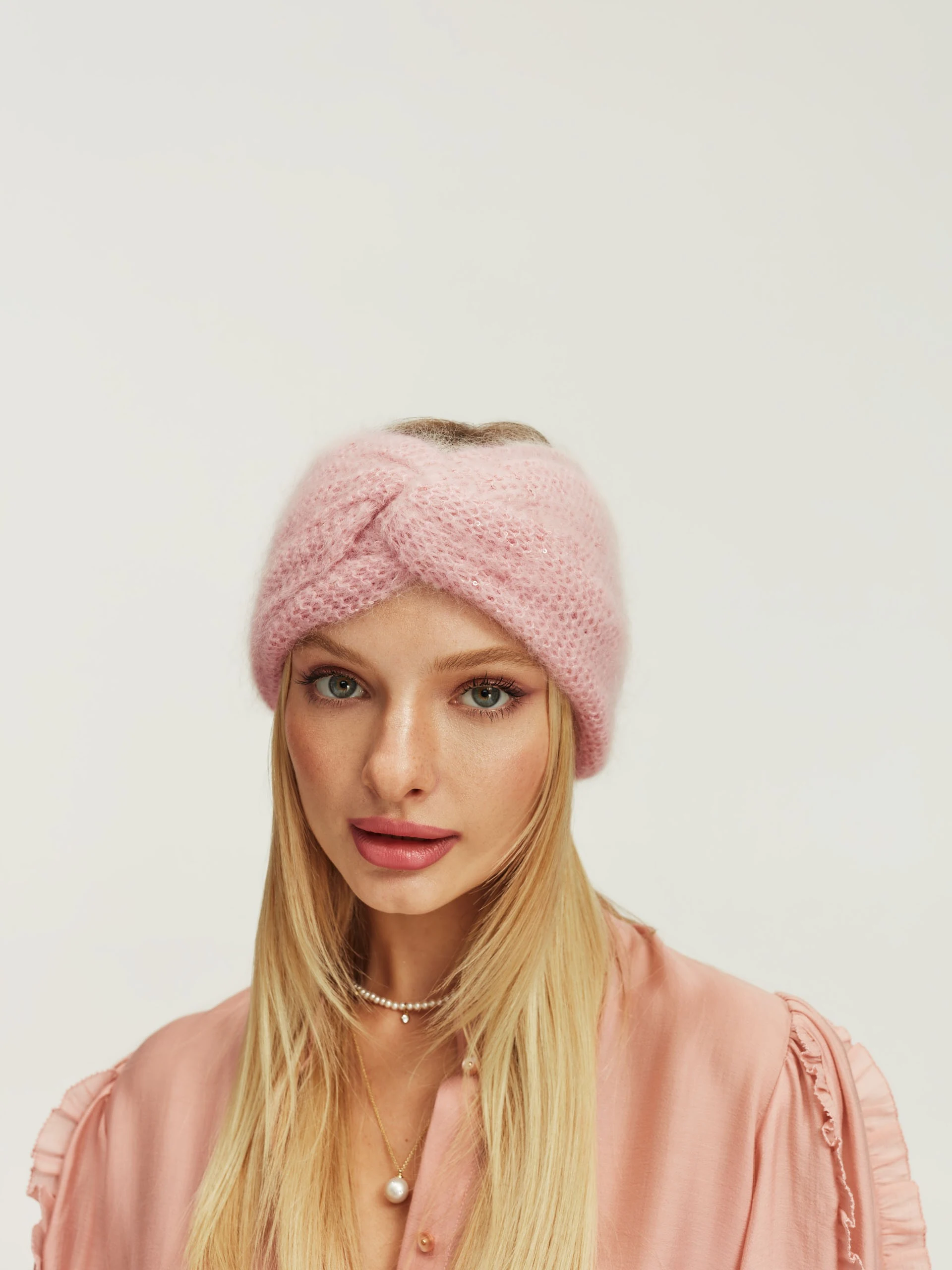 Pink mohair headband