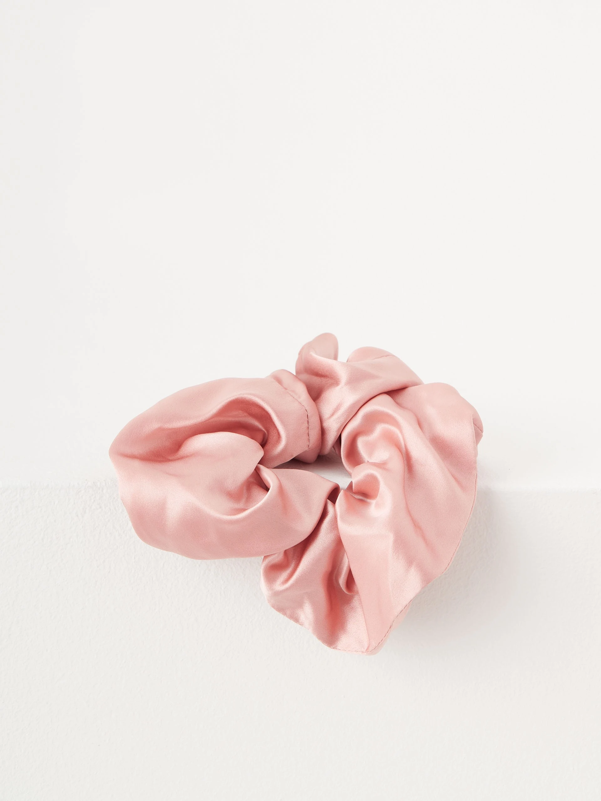 Pink silk hair scrunchie