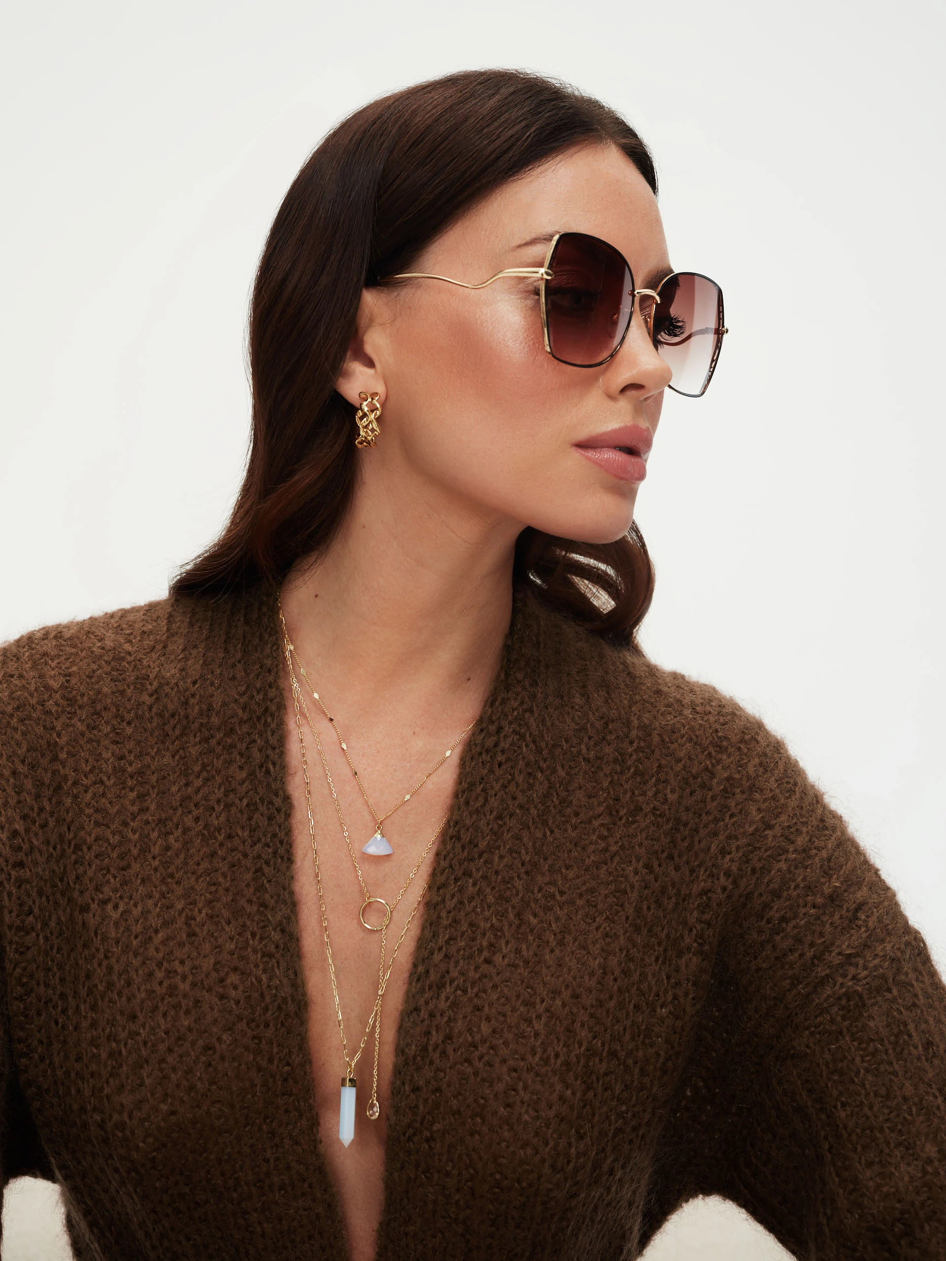Brown sunglasses in geometric shape