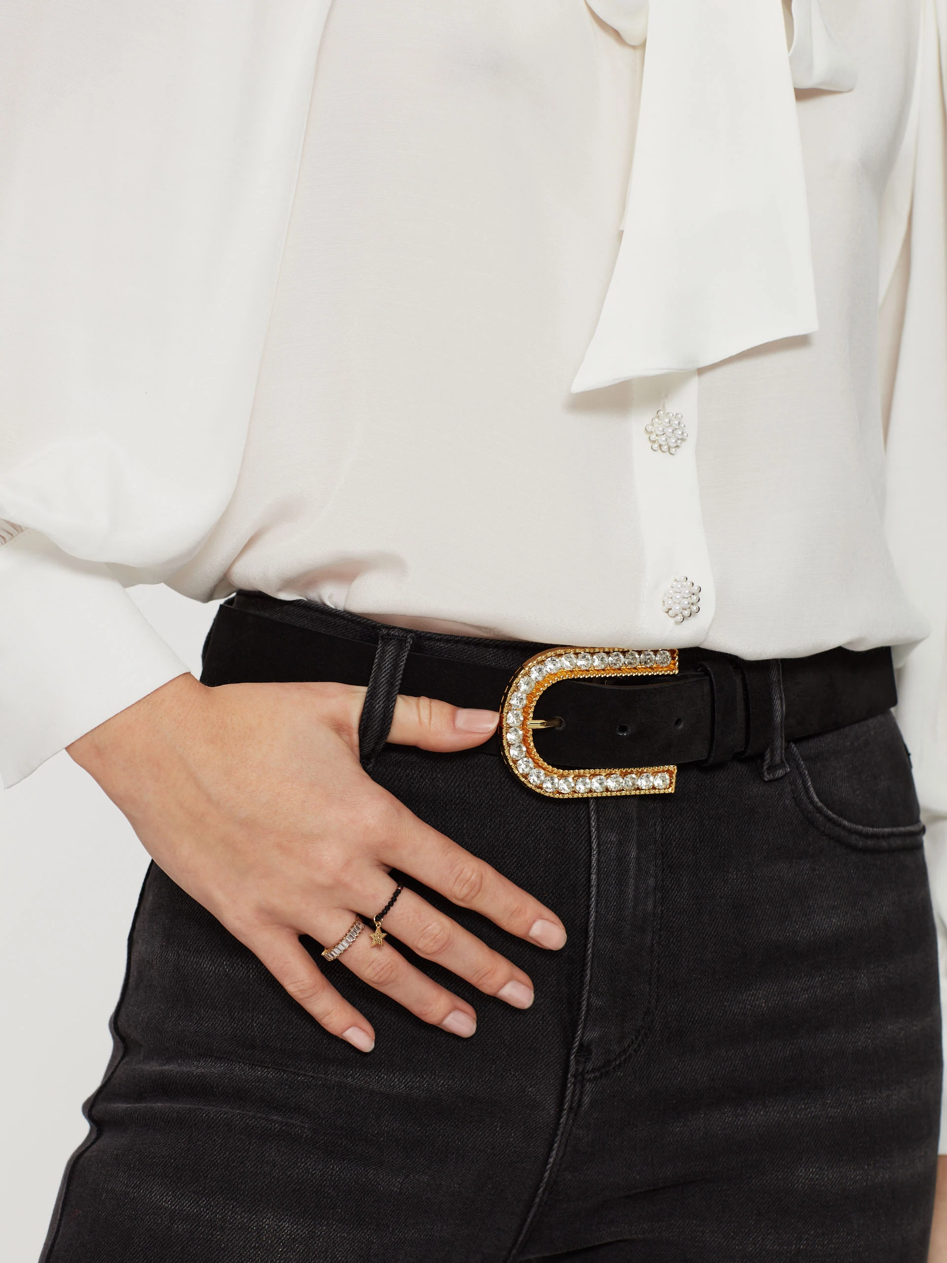 Black suede belt