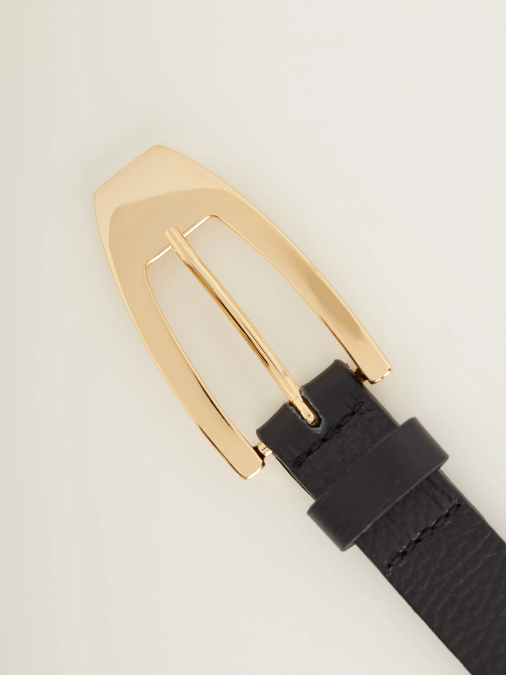 Black thin leather belt