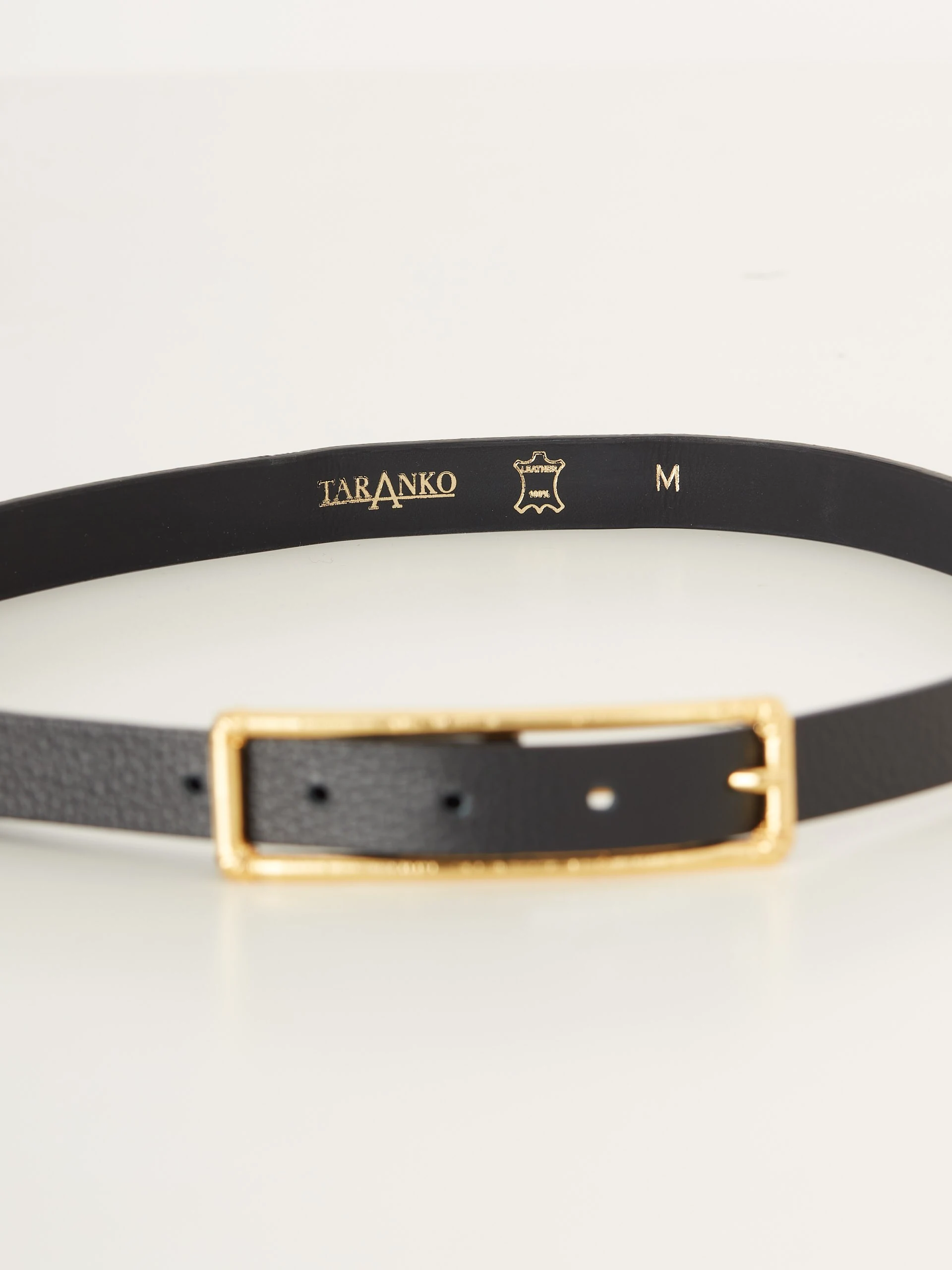 Black thin leather belt