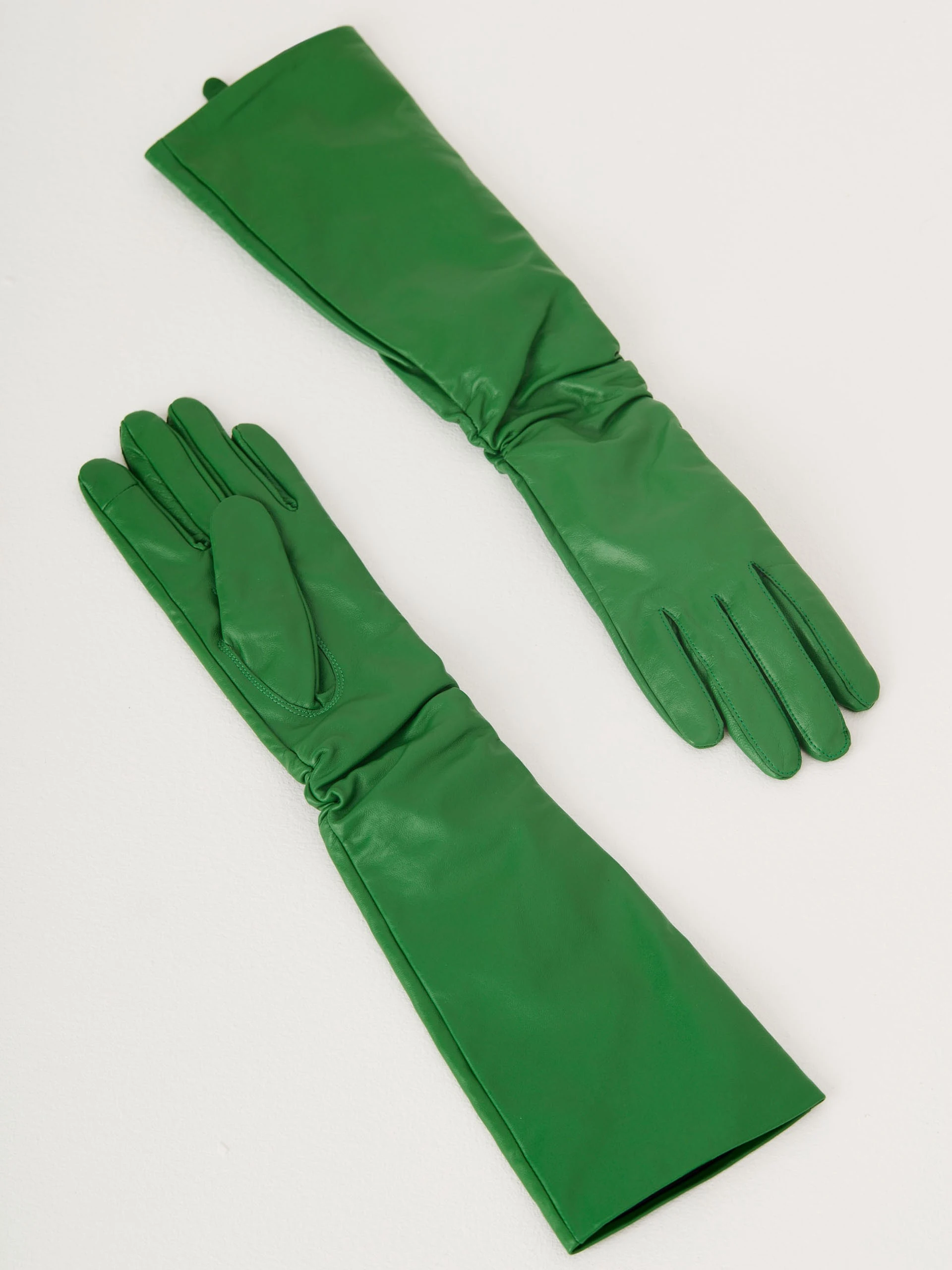 Green leather gloves