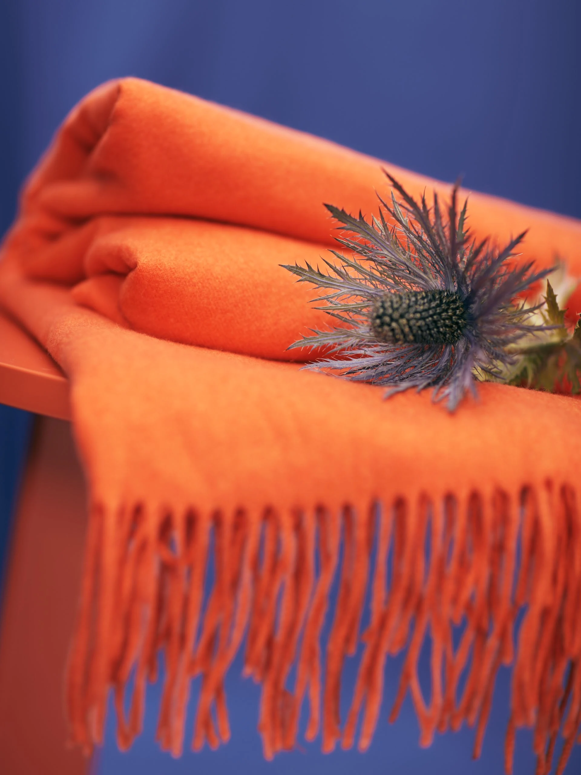 Orange wool shawl