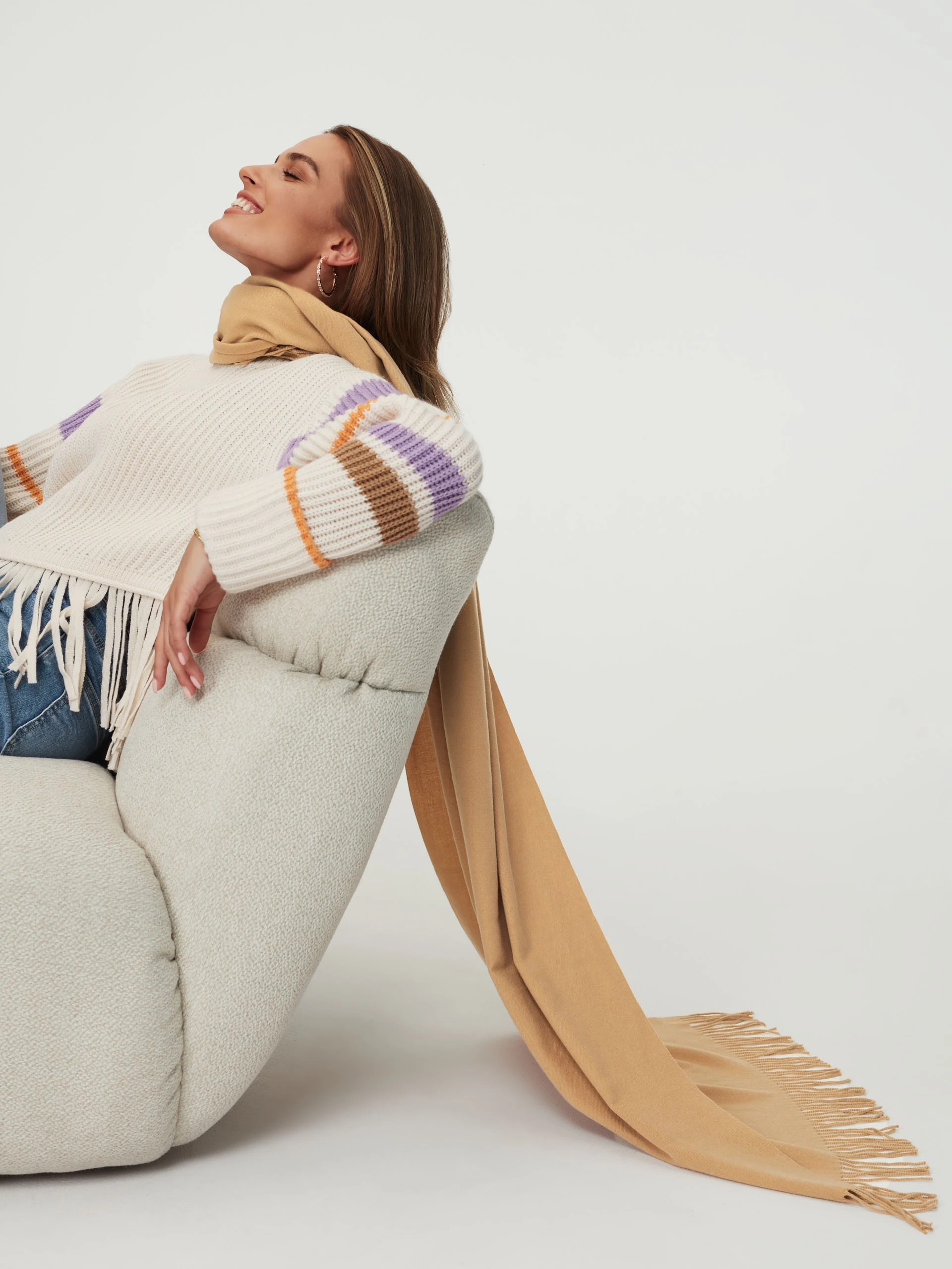 Beige wool shawl