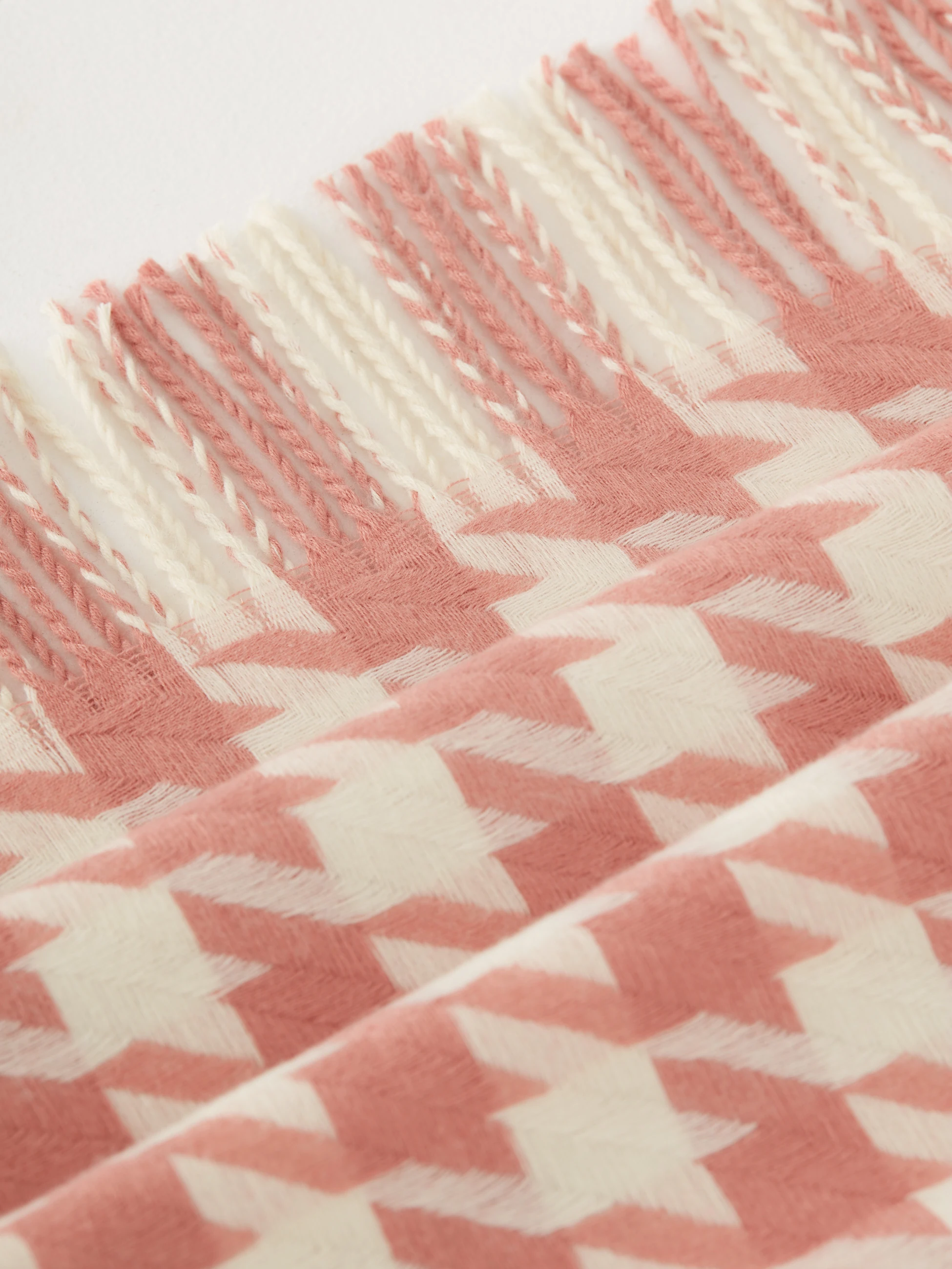 Pink and cream pepita scarf