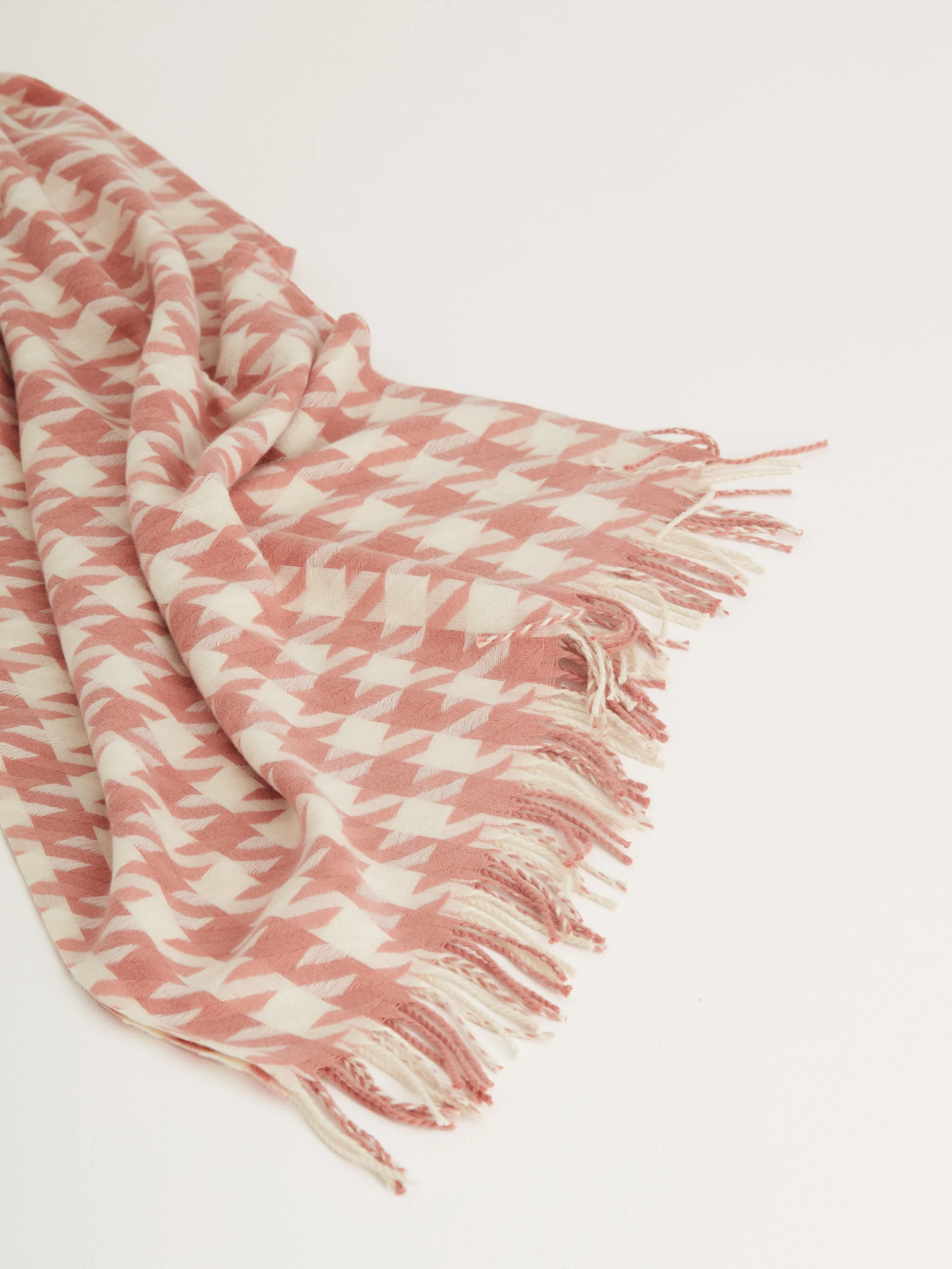 Pink and cream pepita scarf