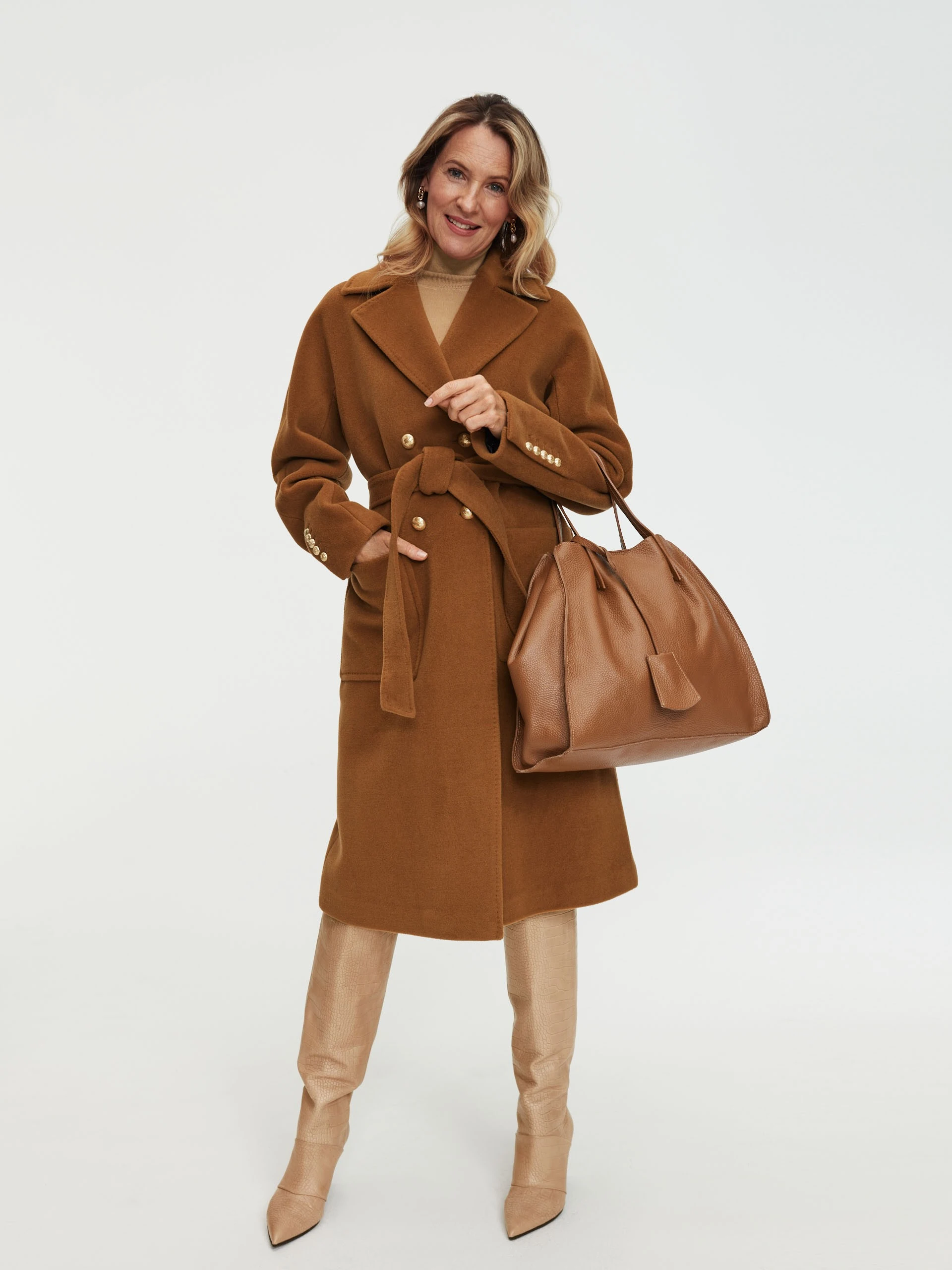 Skórzana torebka typu shopper w brązowym kolorze